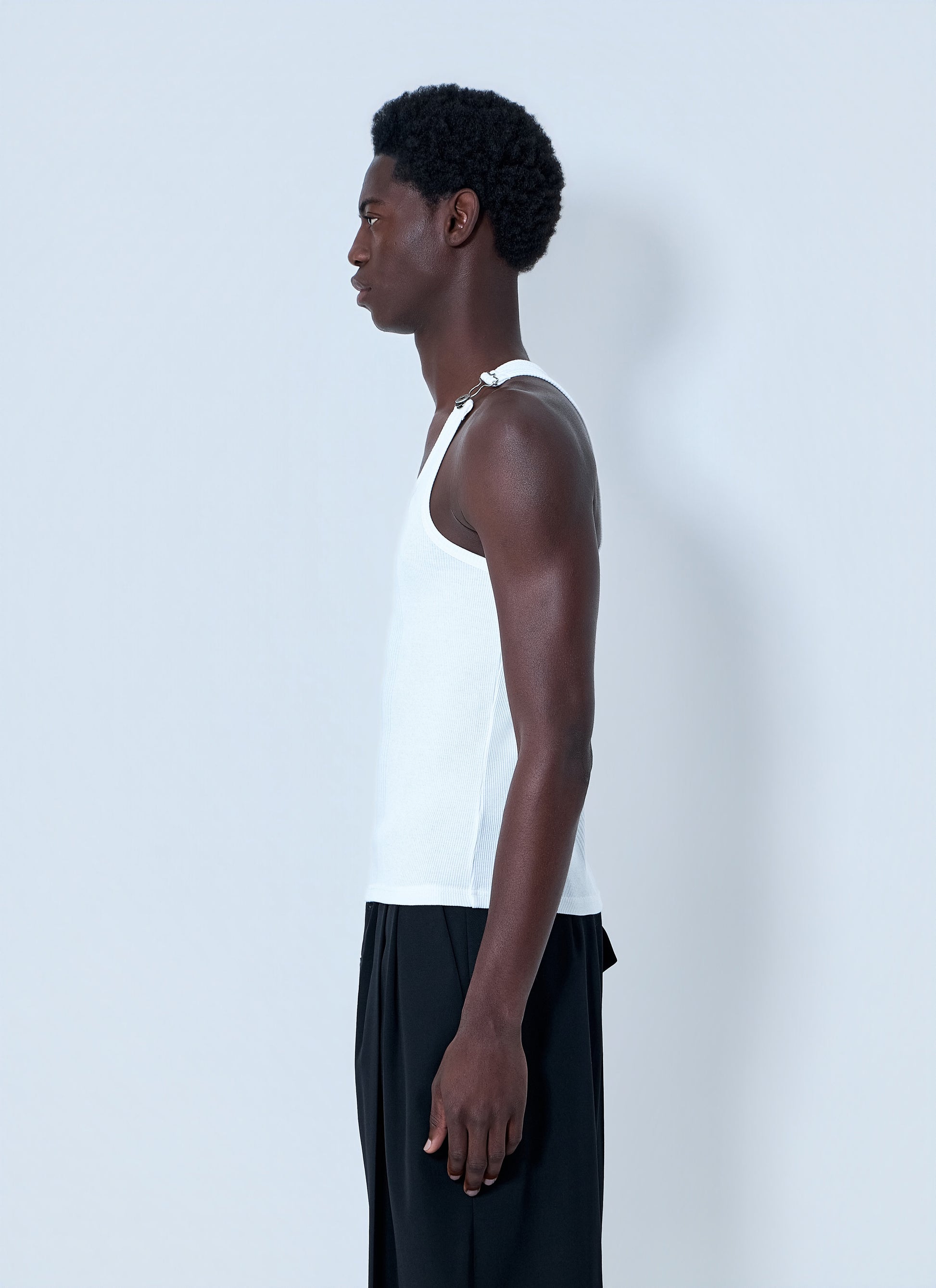 Jean Paul Gaultier Men Ribbed Tank Top With Metallic Hardware JEAN PAUL GAULTIER