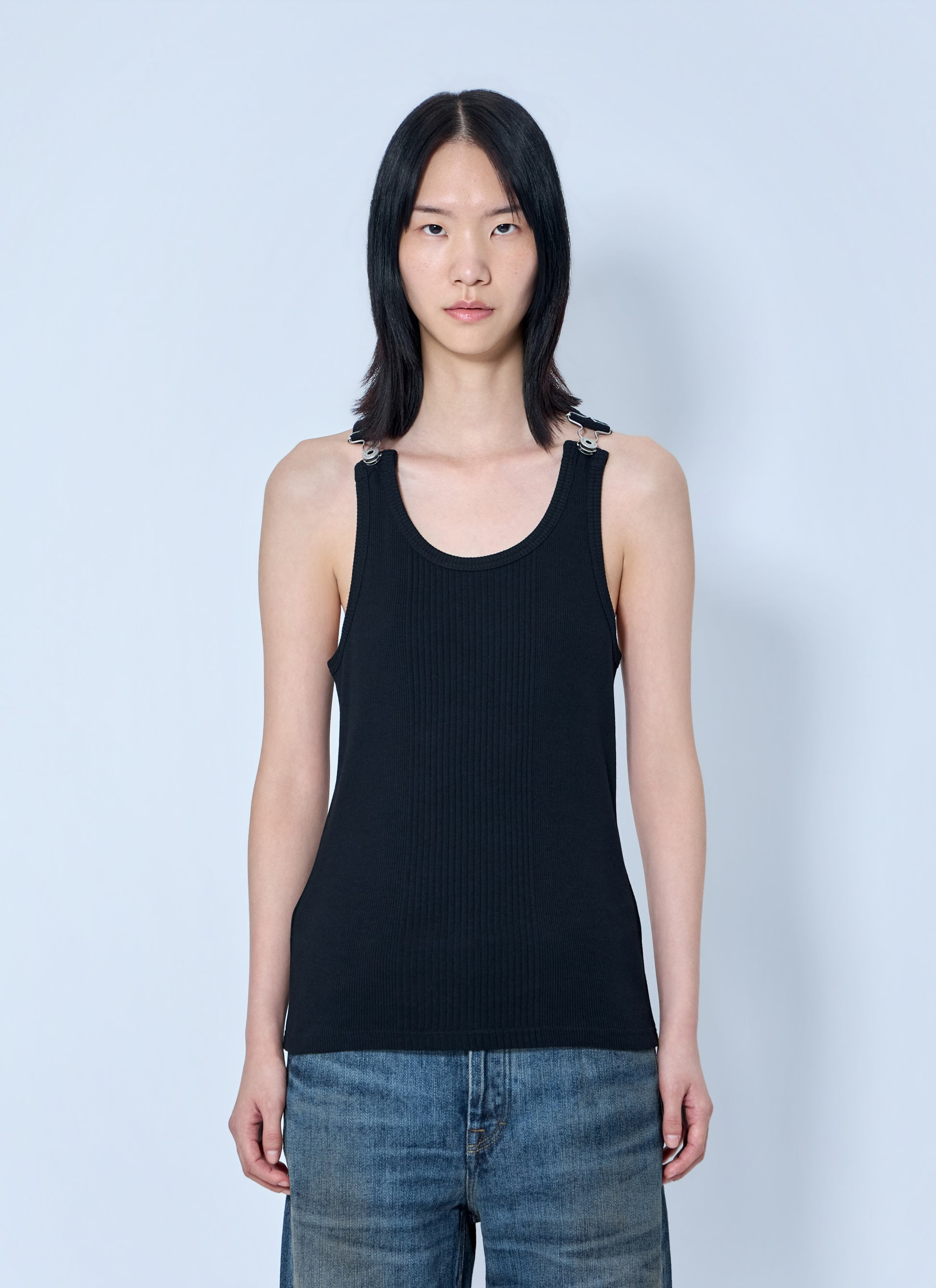 Jean Paul Gaultier Men Ribbed Tank Top With Metal Hardware JEAN PAUL GAULTIER