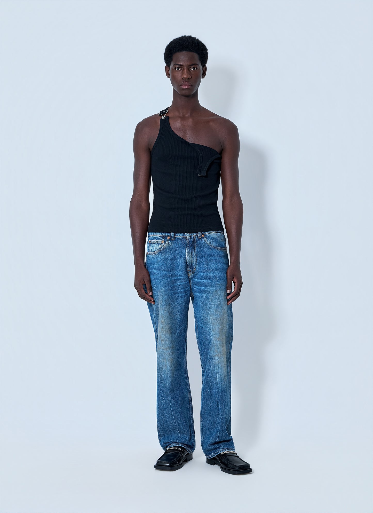 Jean Paul Gaultier Men Ribbed Tank Top With Metal Hardware JEAN PAUL GAULTIER