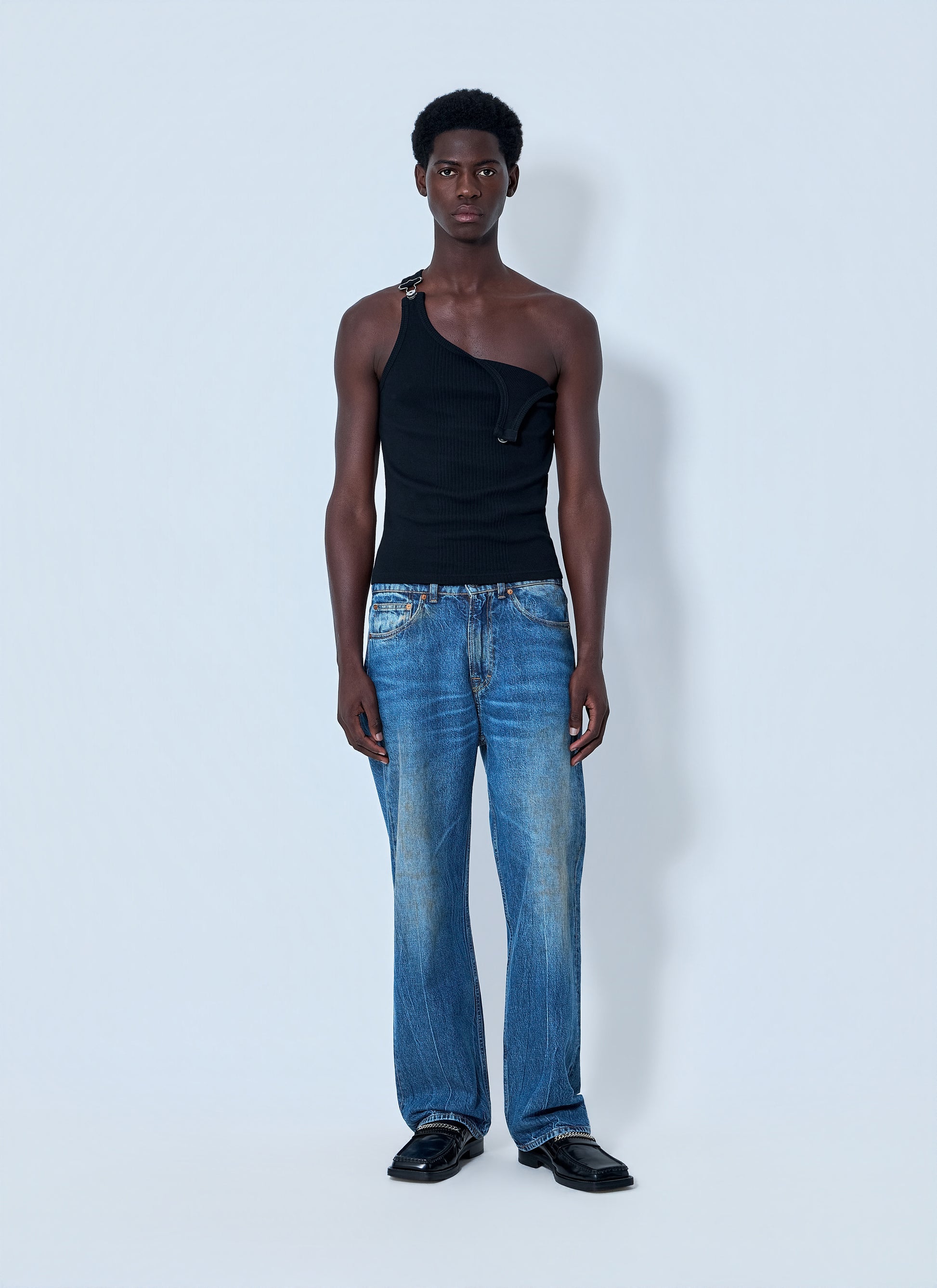Jean Paul Gaultier Men Ribbed Tank Top With Metal Hardware JEAN PAUL GAULTIER