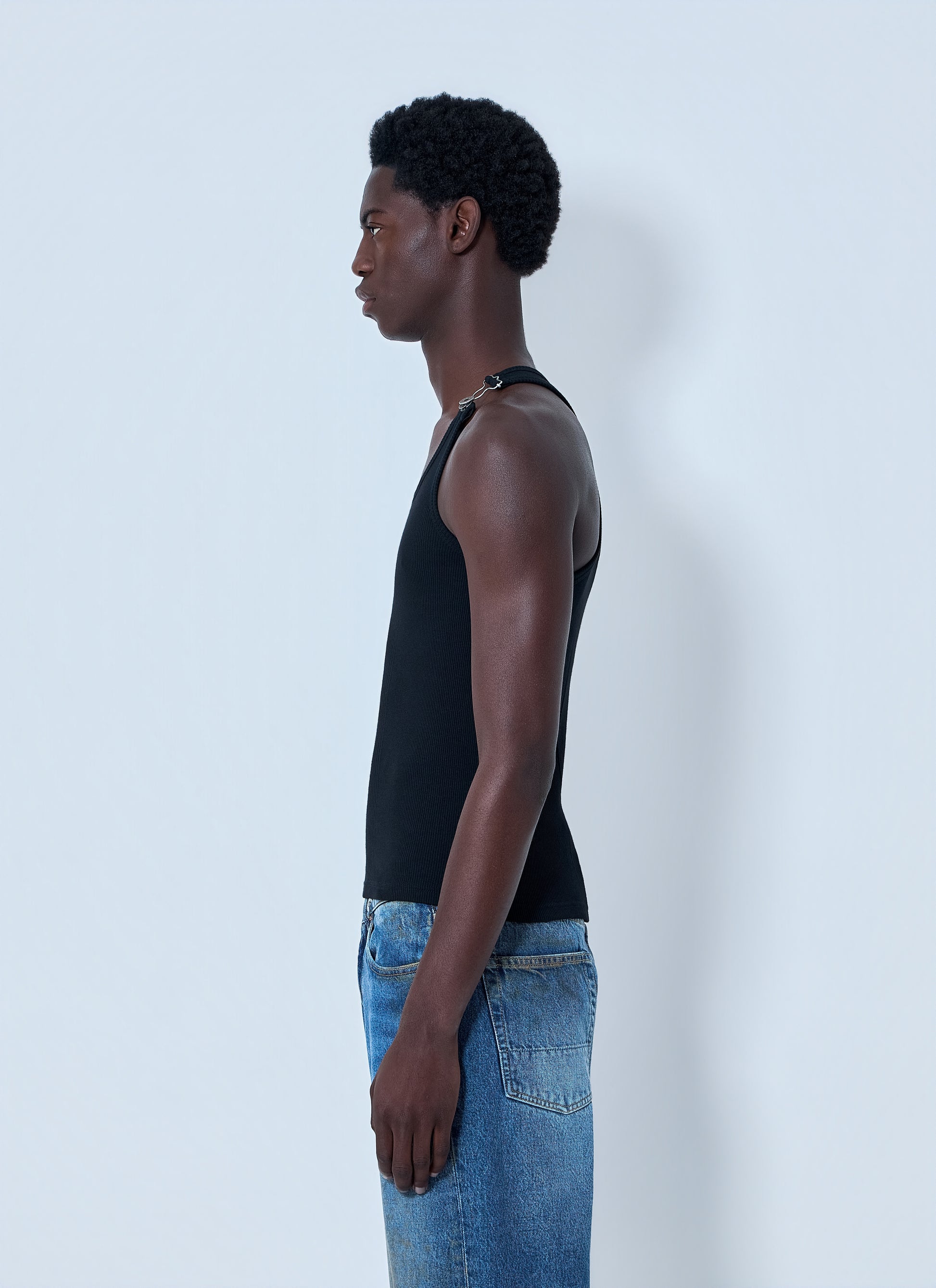 Jean Paul Gaultier Men Ribbed Tank Top With Metal Hardware JEAN PAUL GAULTIER