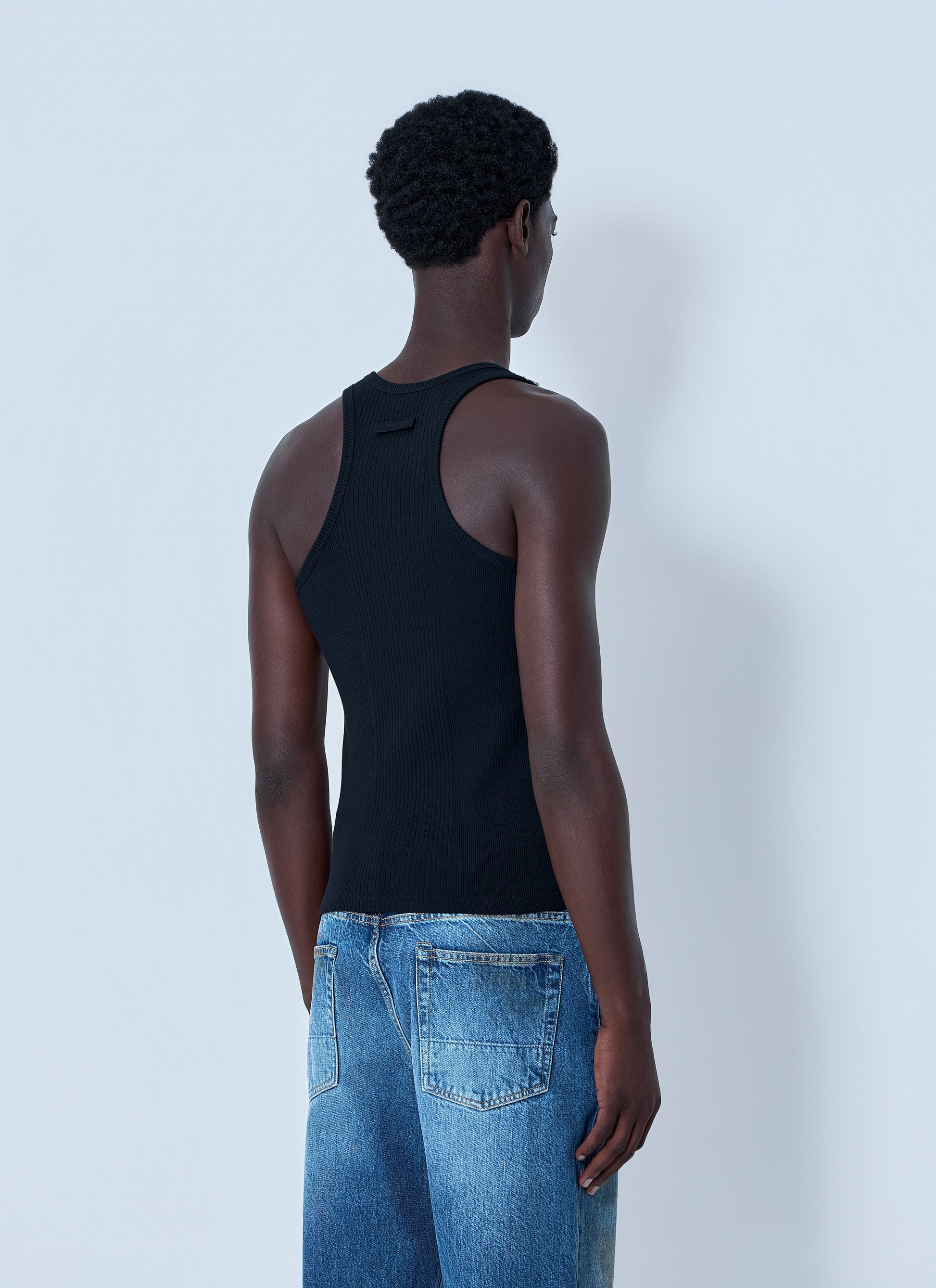 Jean Paul Gaultier Men Ribbed Tank Top With Metal Hardware JEAN PAUL GAULTIER