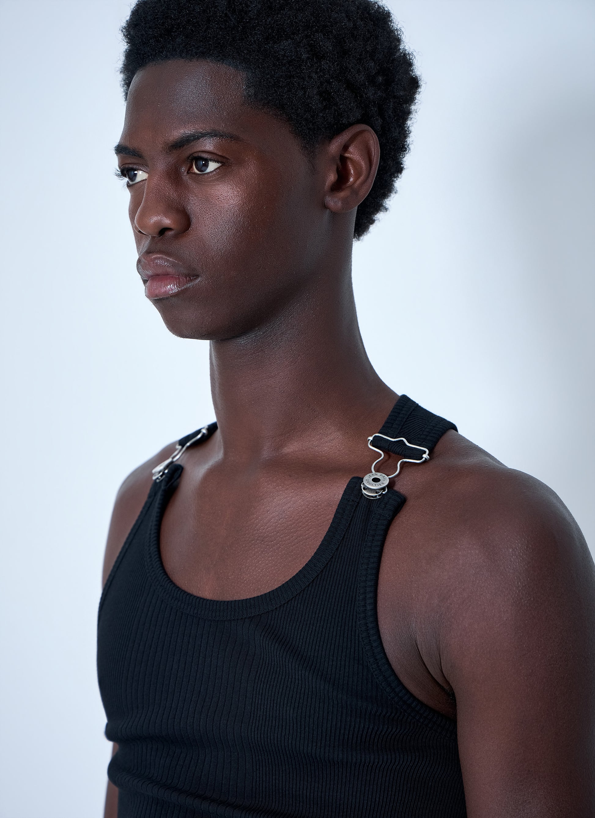 Jean Paul Gaultier Men Ribbed Tank Top With Metal Hardware JEAN PAUL GAULTIER