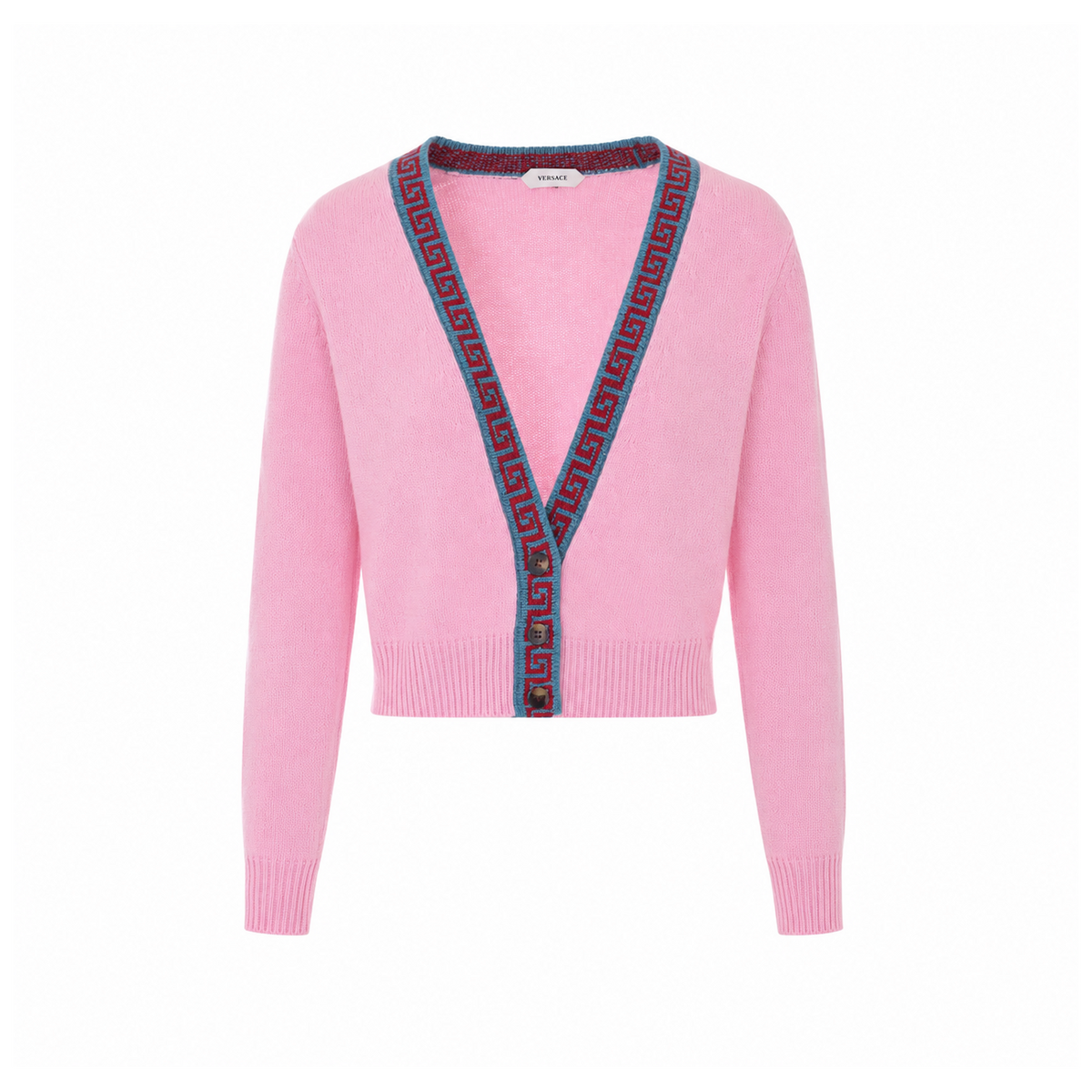 Versace Women Knit Cardigan With Contrasting Greca Motif VERSACE