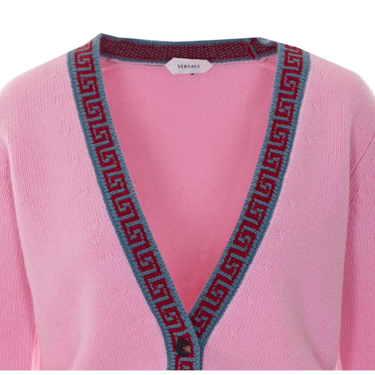Versace Women Knit Cardigan With Contrasting Greca Motif VERSACE