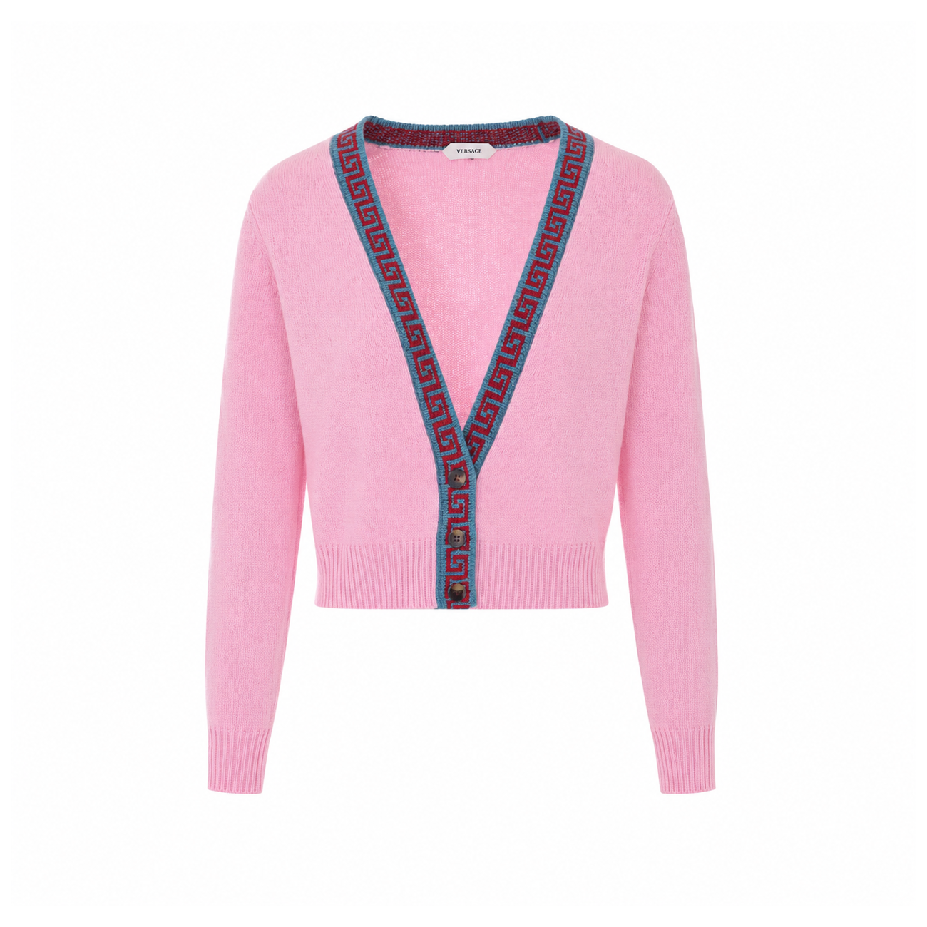 Versace Women Knit Cardigan With Contrasting Greca Motif VERSACE