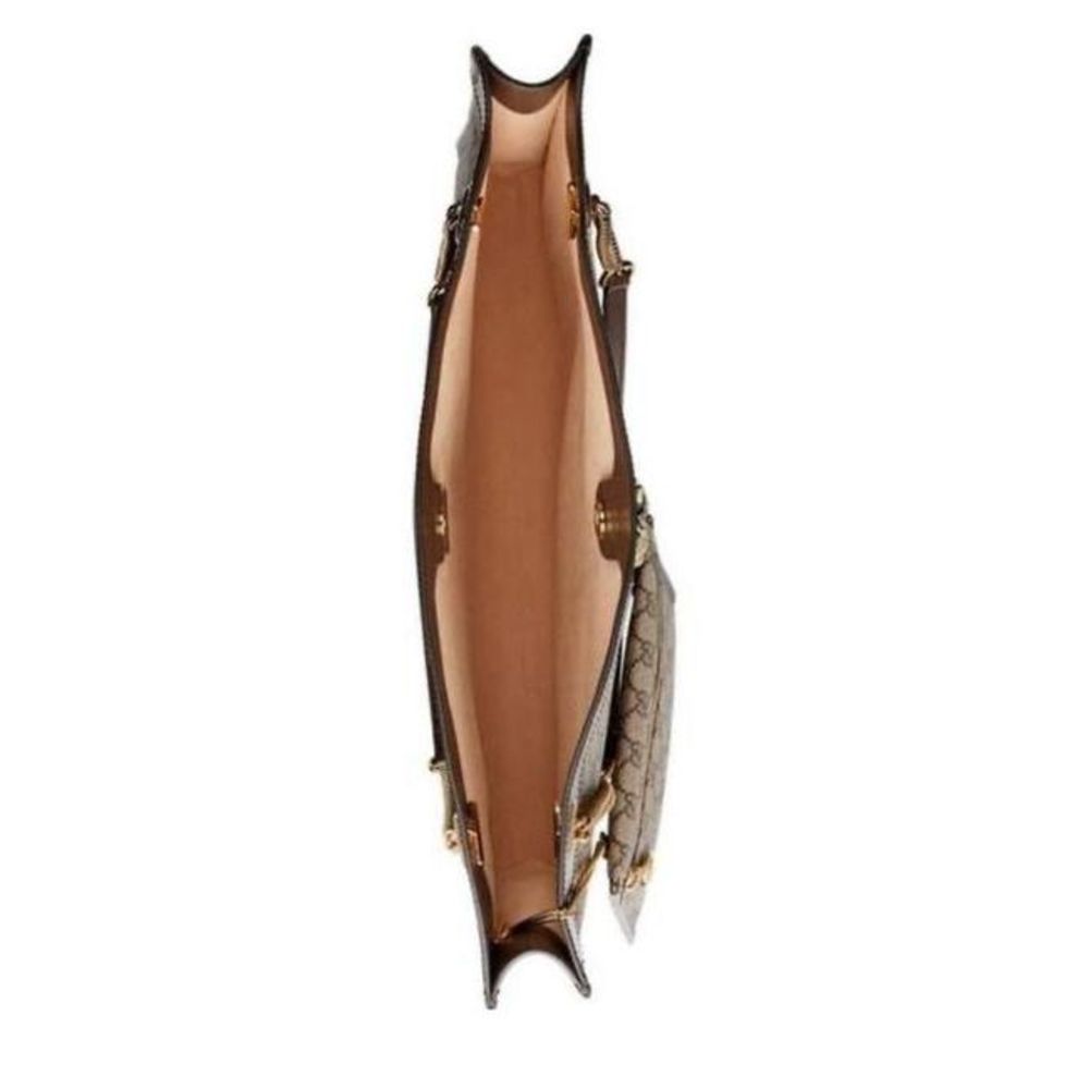 Gucci Women Bag Gg Supreme Monogram Large Rajah Chain Handbag Brown Leather Tote