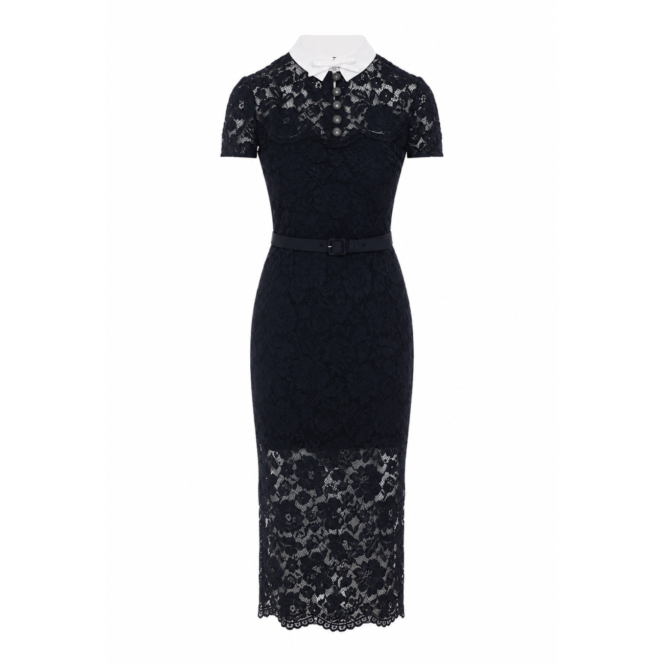 Self Portrait Women Lace Contrast Collar Midi Dress SELF-PORTRAIT