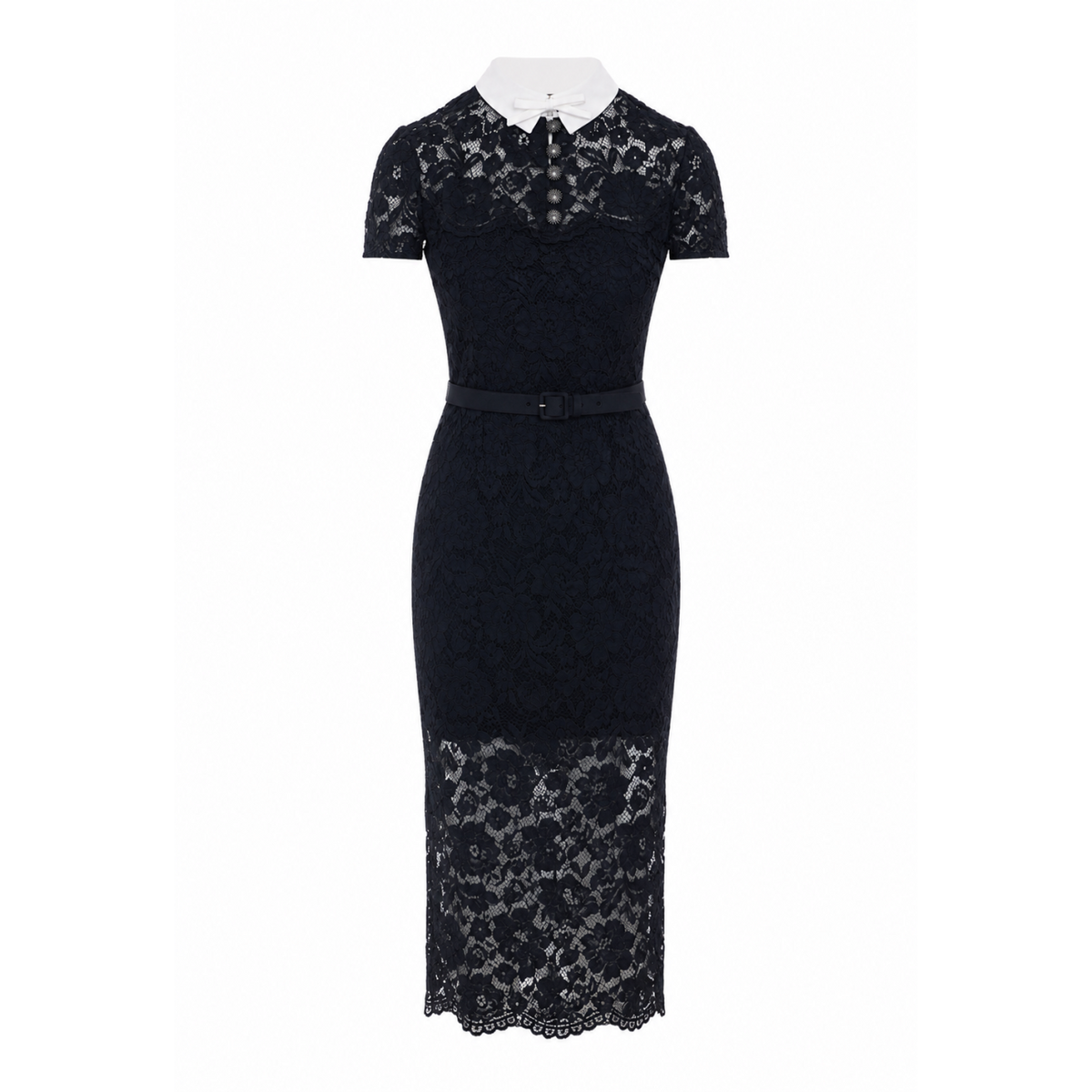 Self Portrait Women Lace Contrast Collar Midi Dress SELF-PORTRAIT