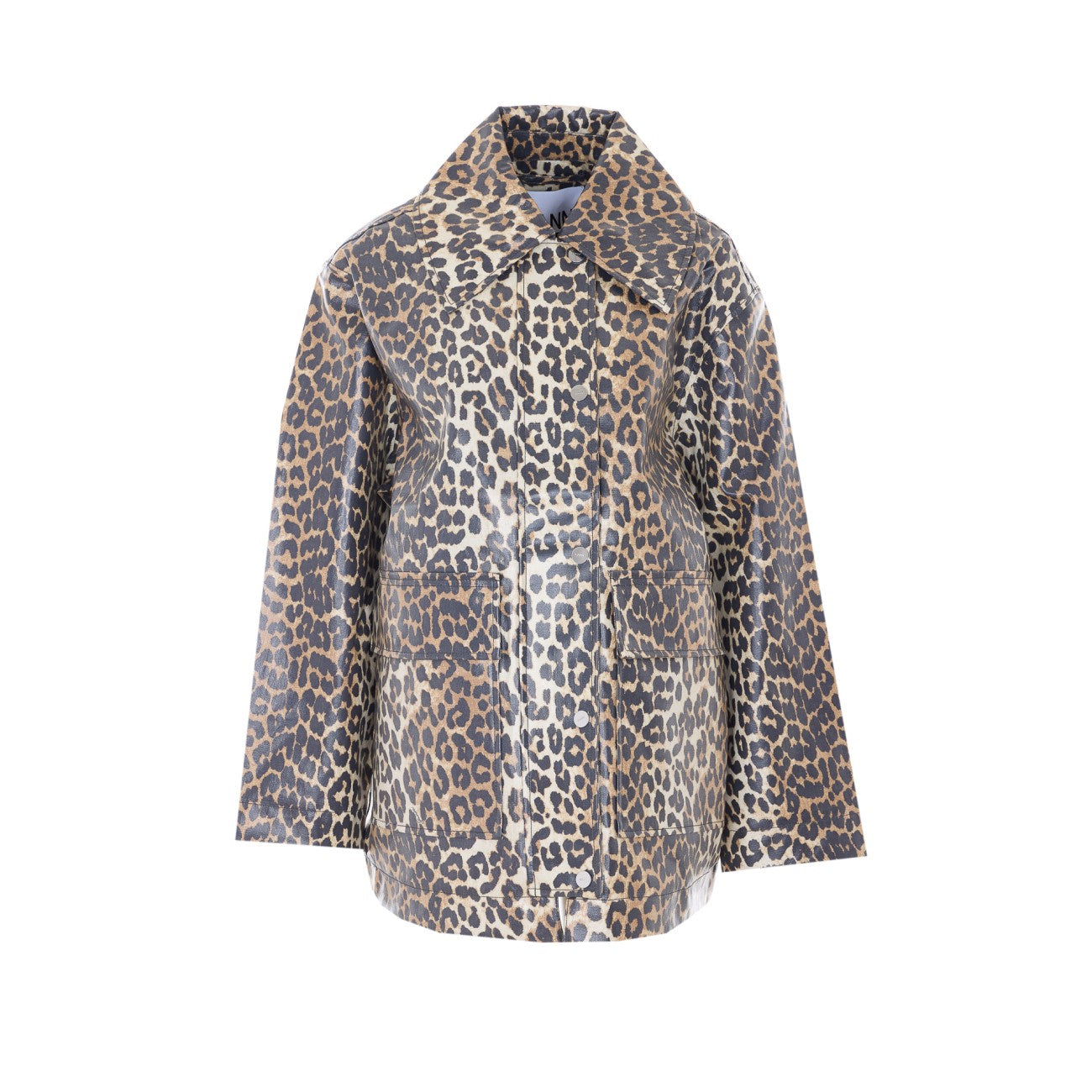 Ganni Women Laminated Leopard Jacket GANNI