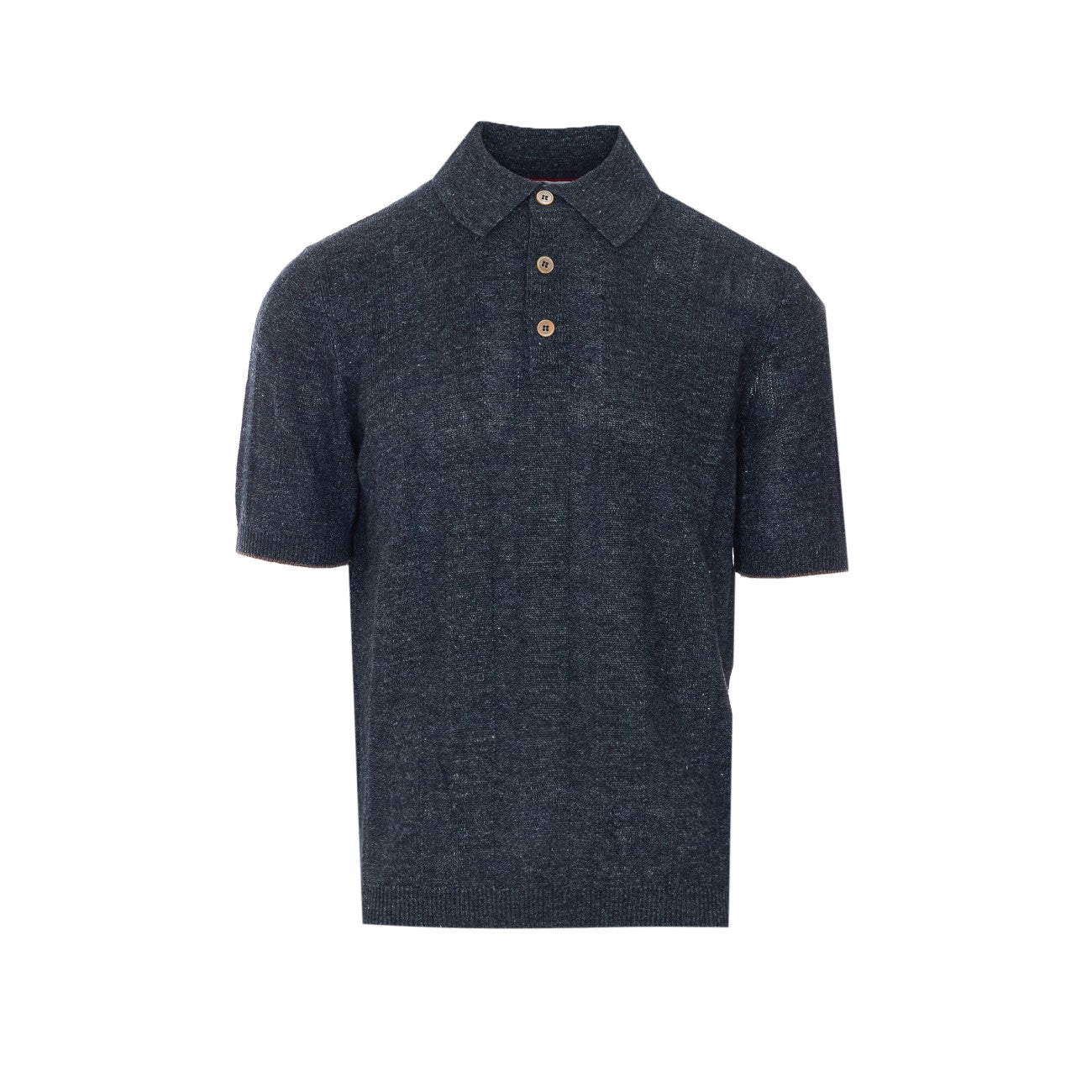 Brunello Cucinelli Men Large Ribbed Knitted Linen Polo BRUNELLO CUCINELLI