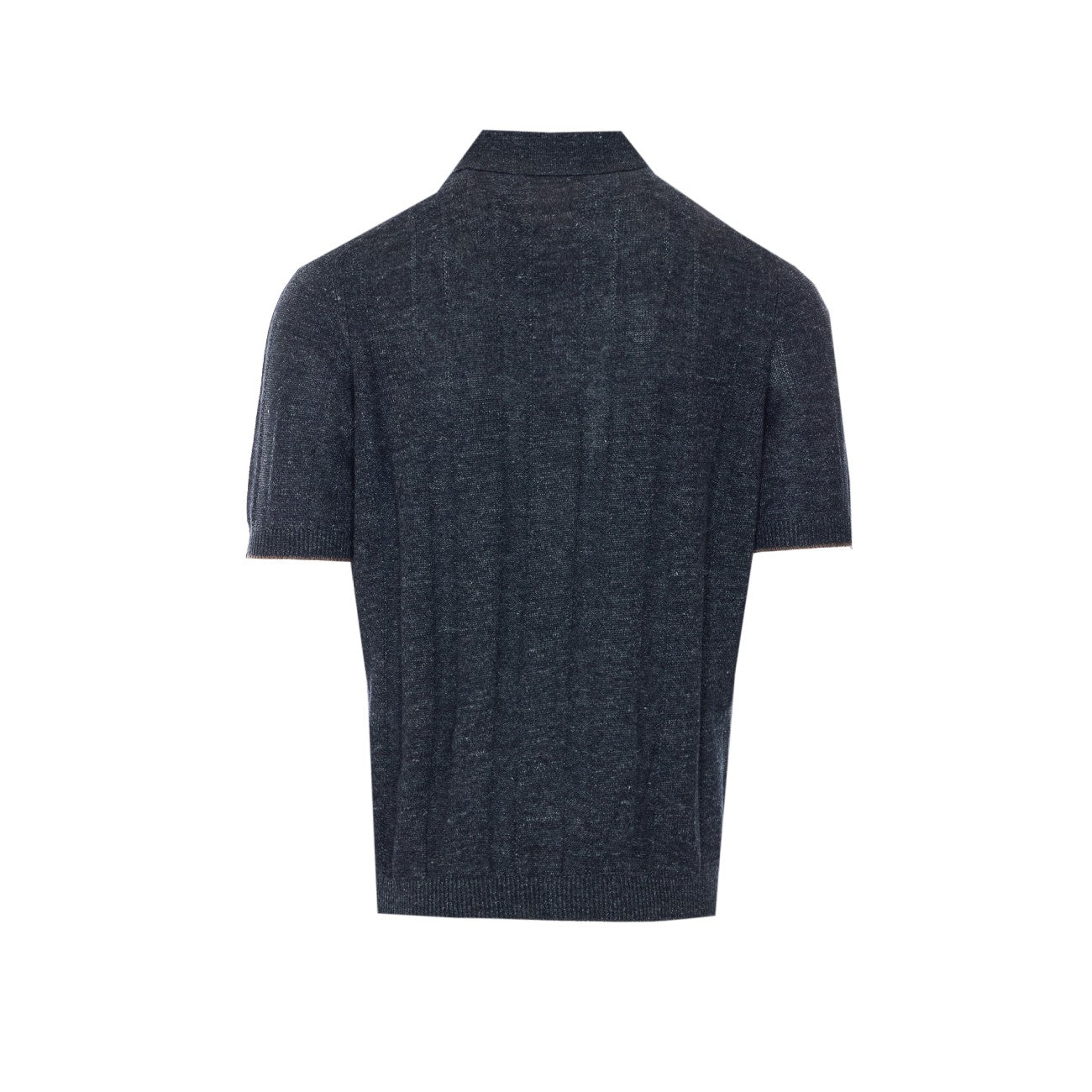 Brunello Cucinelli Men Large Ribbed Knitted Linen Polo BRUNELLO CUCINELLI