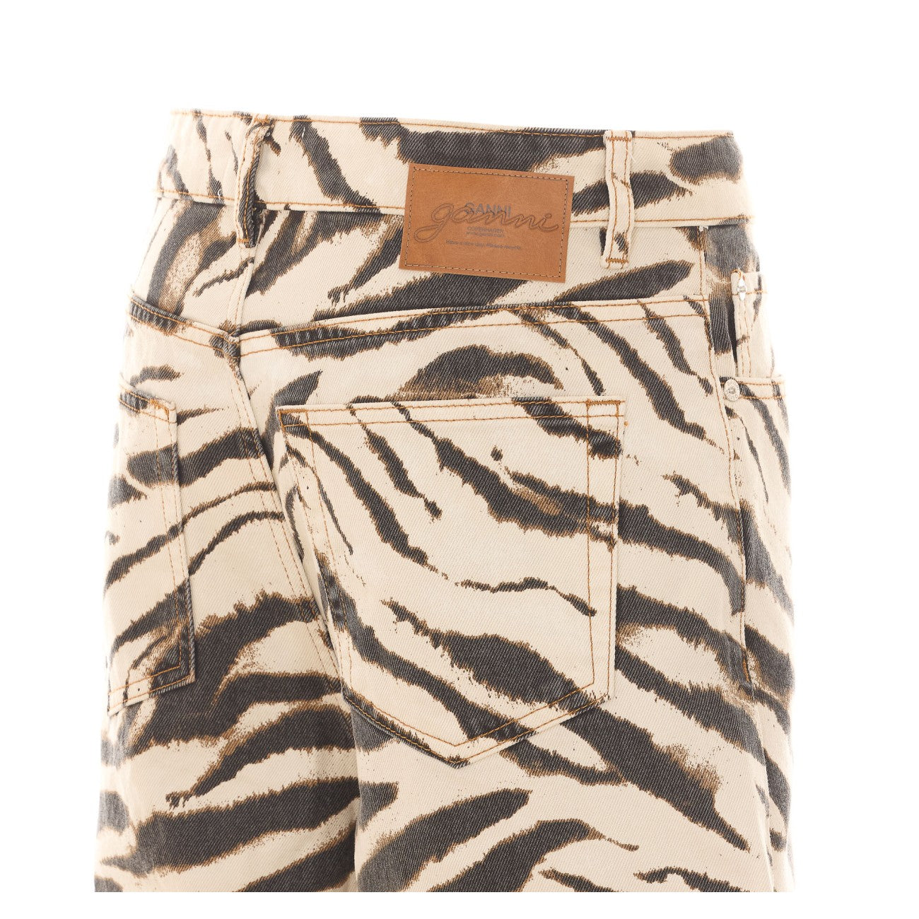 Ganni Women Lari Wide Jeans In Zebra Denim GANNI