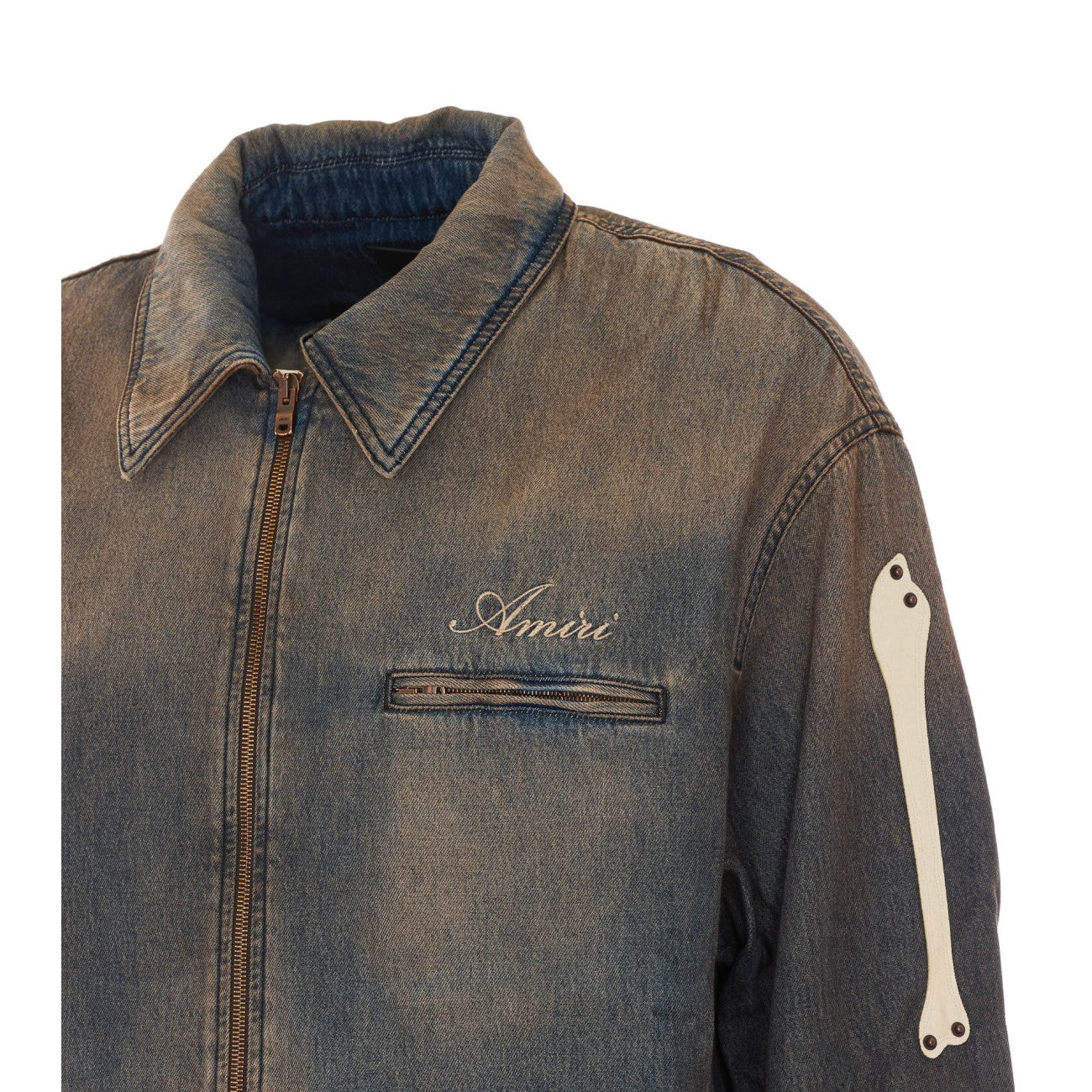 Amiri Men Lea Bones Denim Jacket AMIRI
