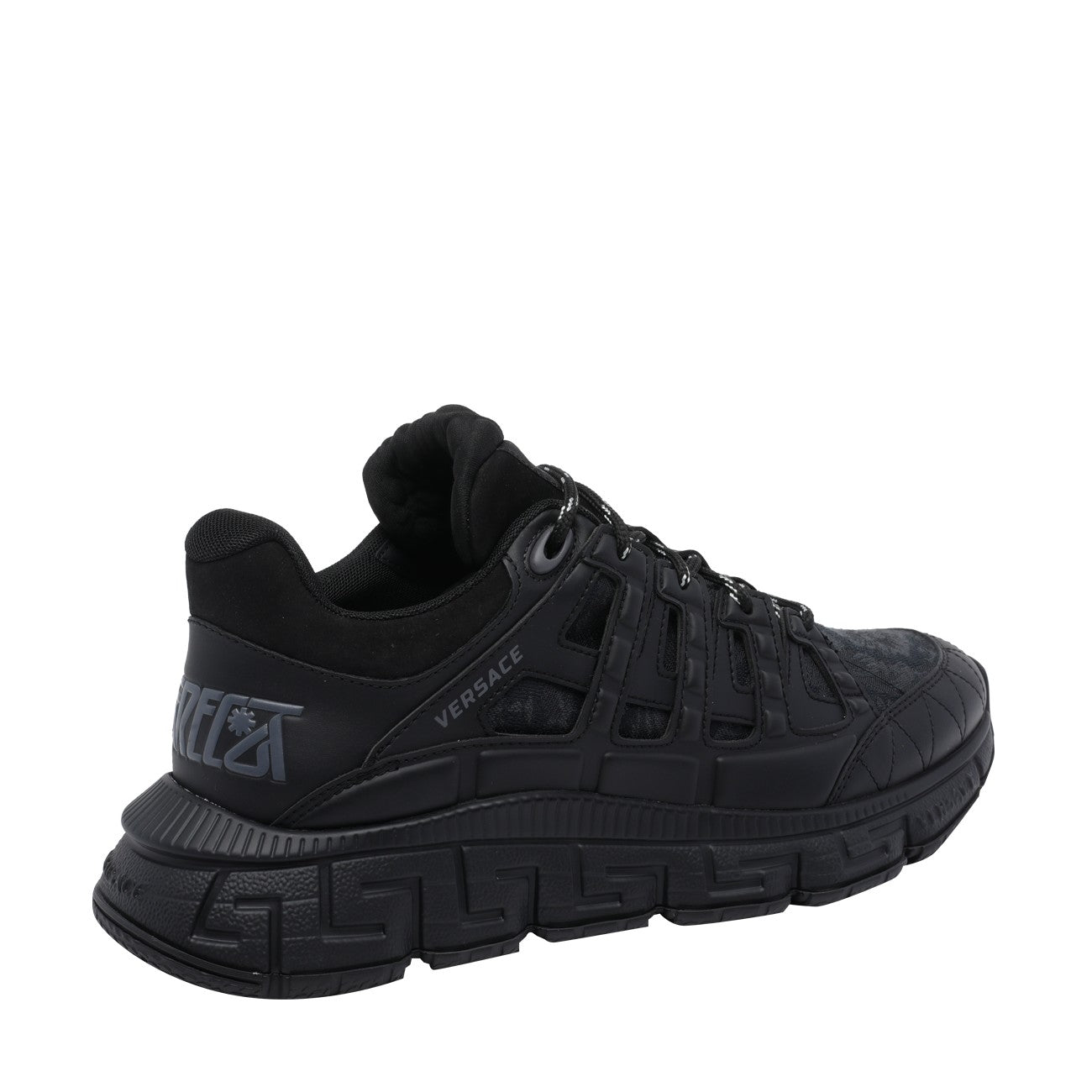 Versace Men Leather And Jacquard Trigreca Sneakers VERSACE
