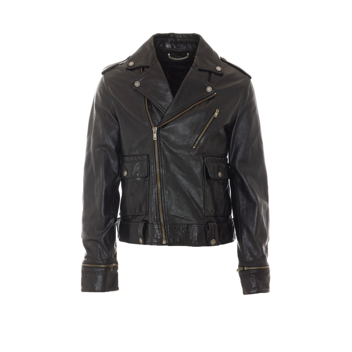 Golden Goose Men Leather Biker Jacket GOLDEN GOOSE