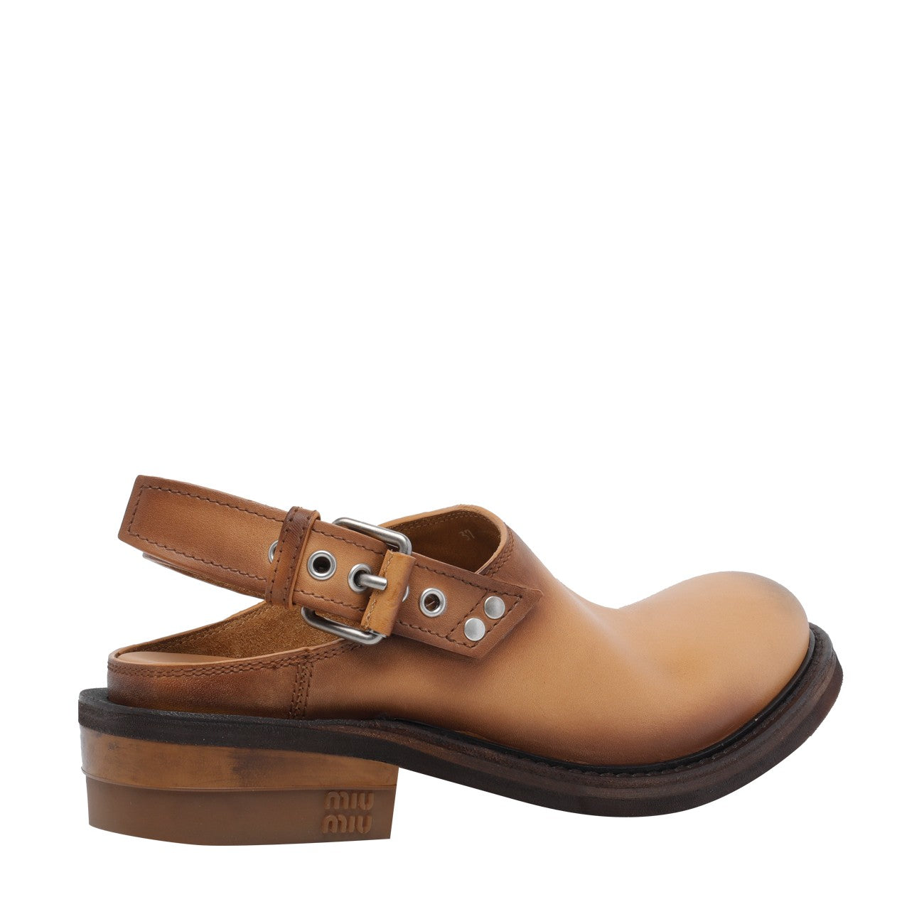 Miu Miu Women Leather Foule Sabot MIU MIU