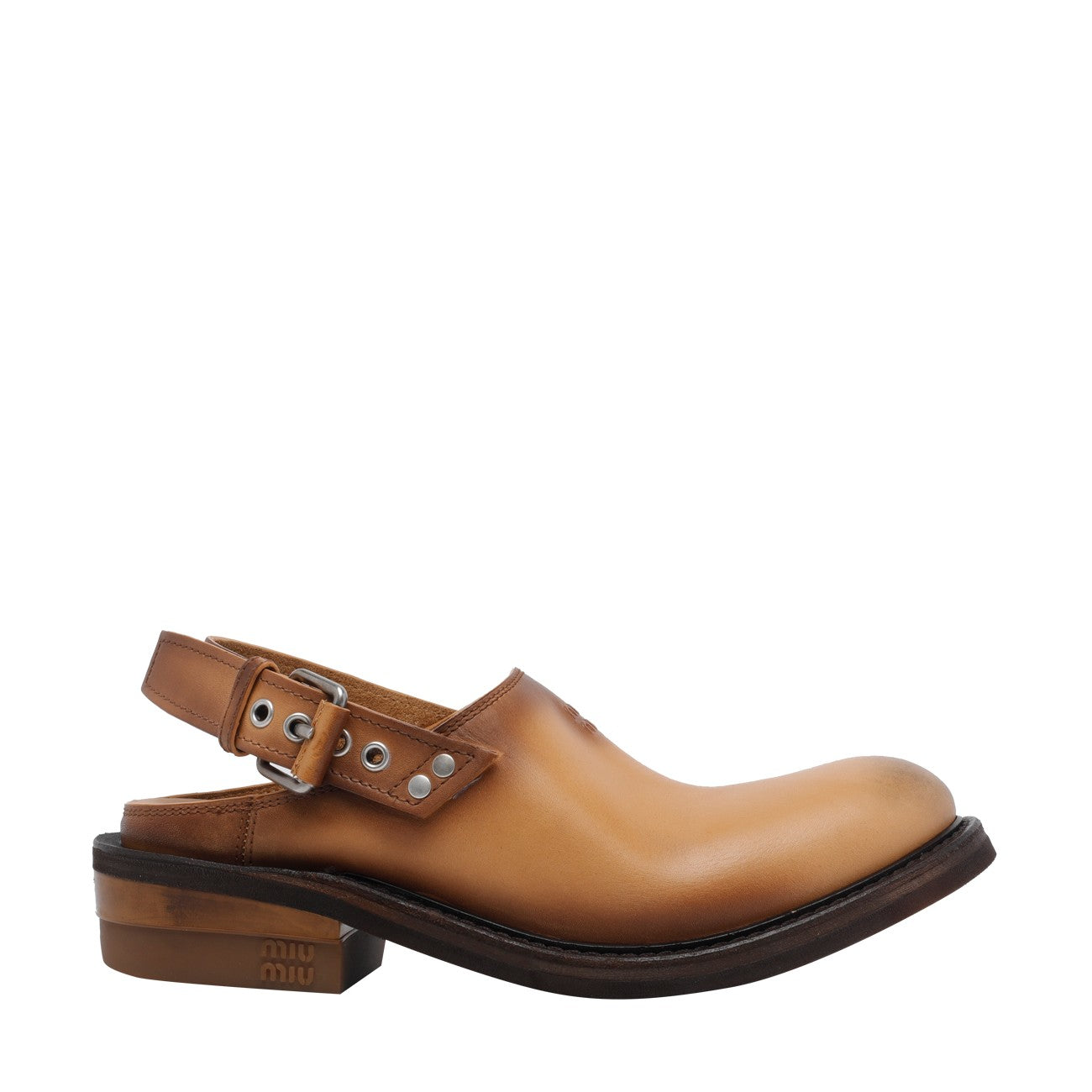 Miu Miu Women Leather Foule Sabot MIU MIU