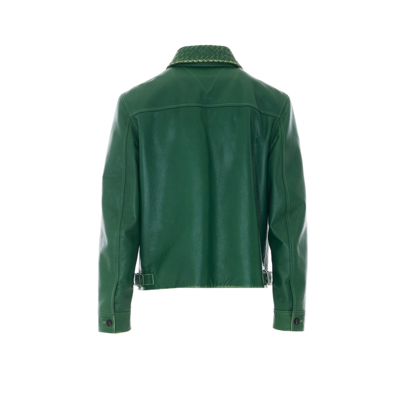 Bottega Veneta Men Leather Jacket With Intrecciato Collar BOTTEGA VENETA