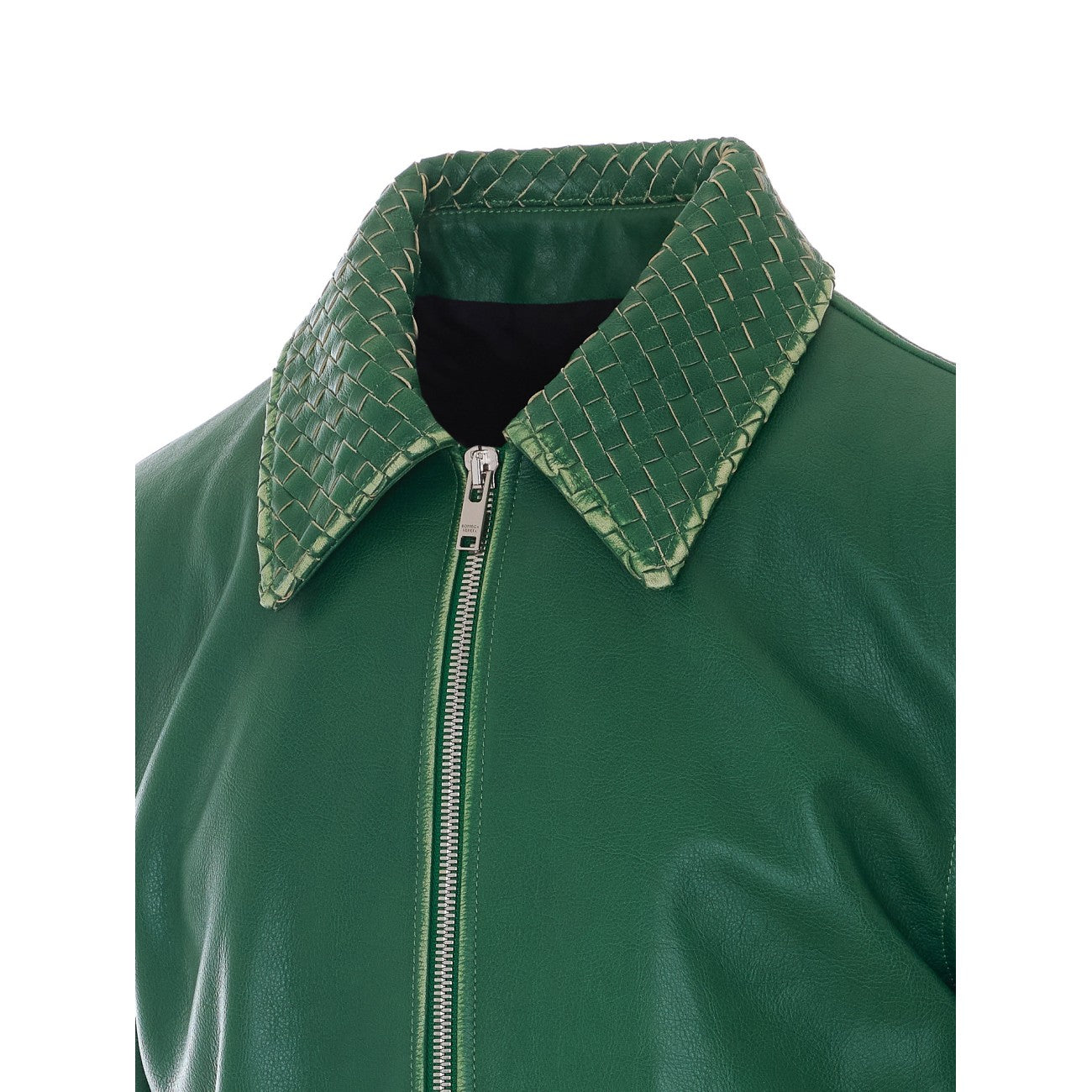 Bottega Veneta Men Leather Jacket With Intrecciato Collar BOTTEGA VENETA