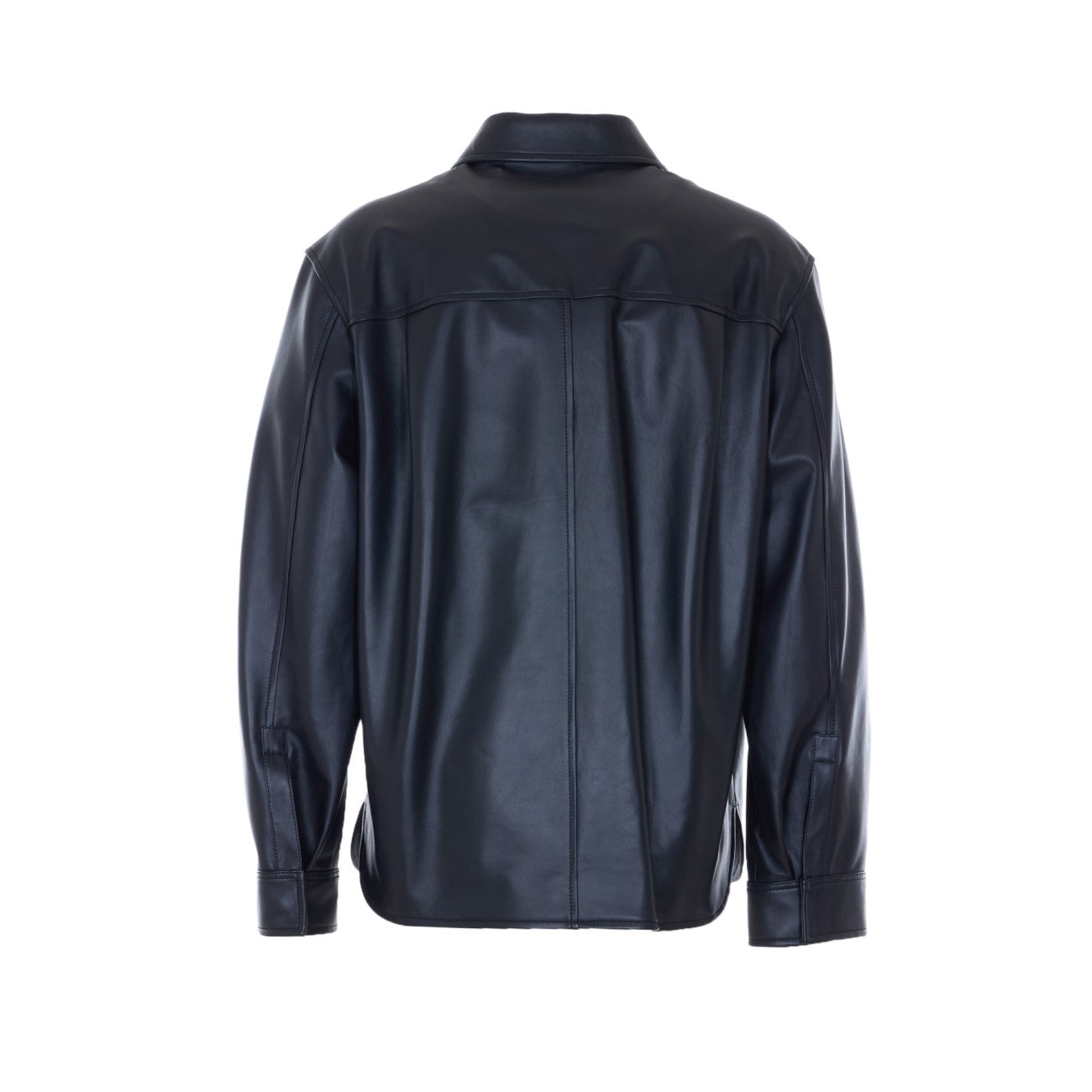 Loewe Men Leather Shirt With Mini Anagram Logo LOEWE