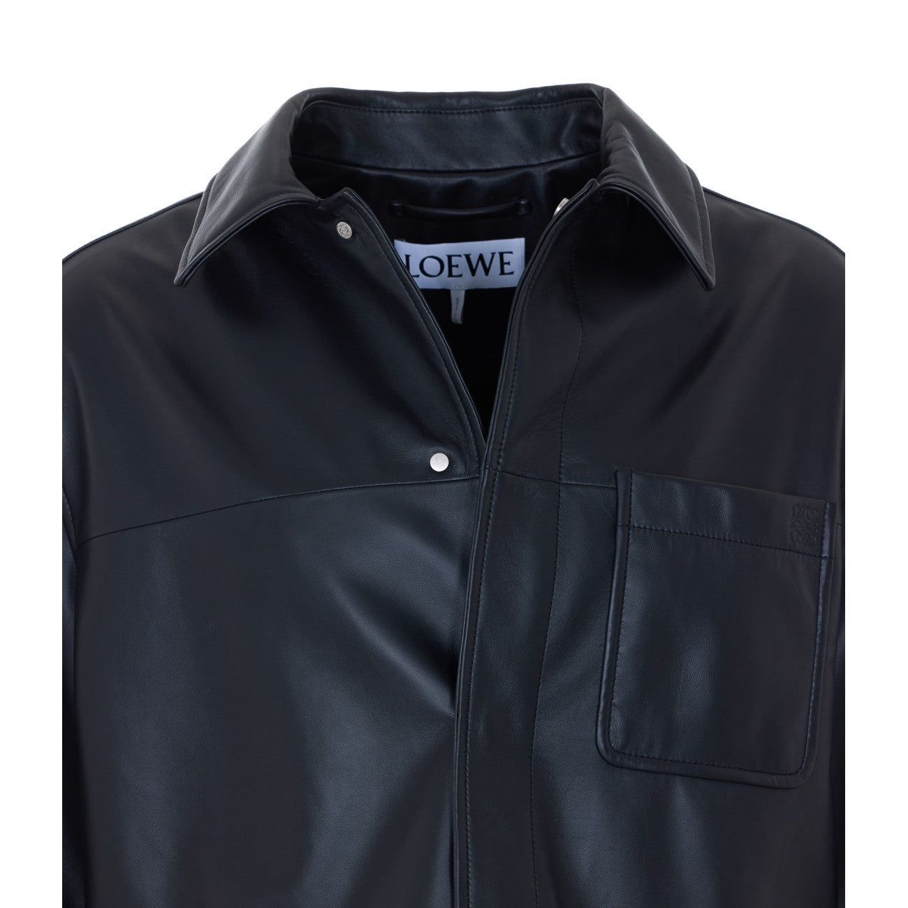 Loewe Men Leather Shirt With Mini Anagram Logo LOEWE