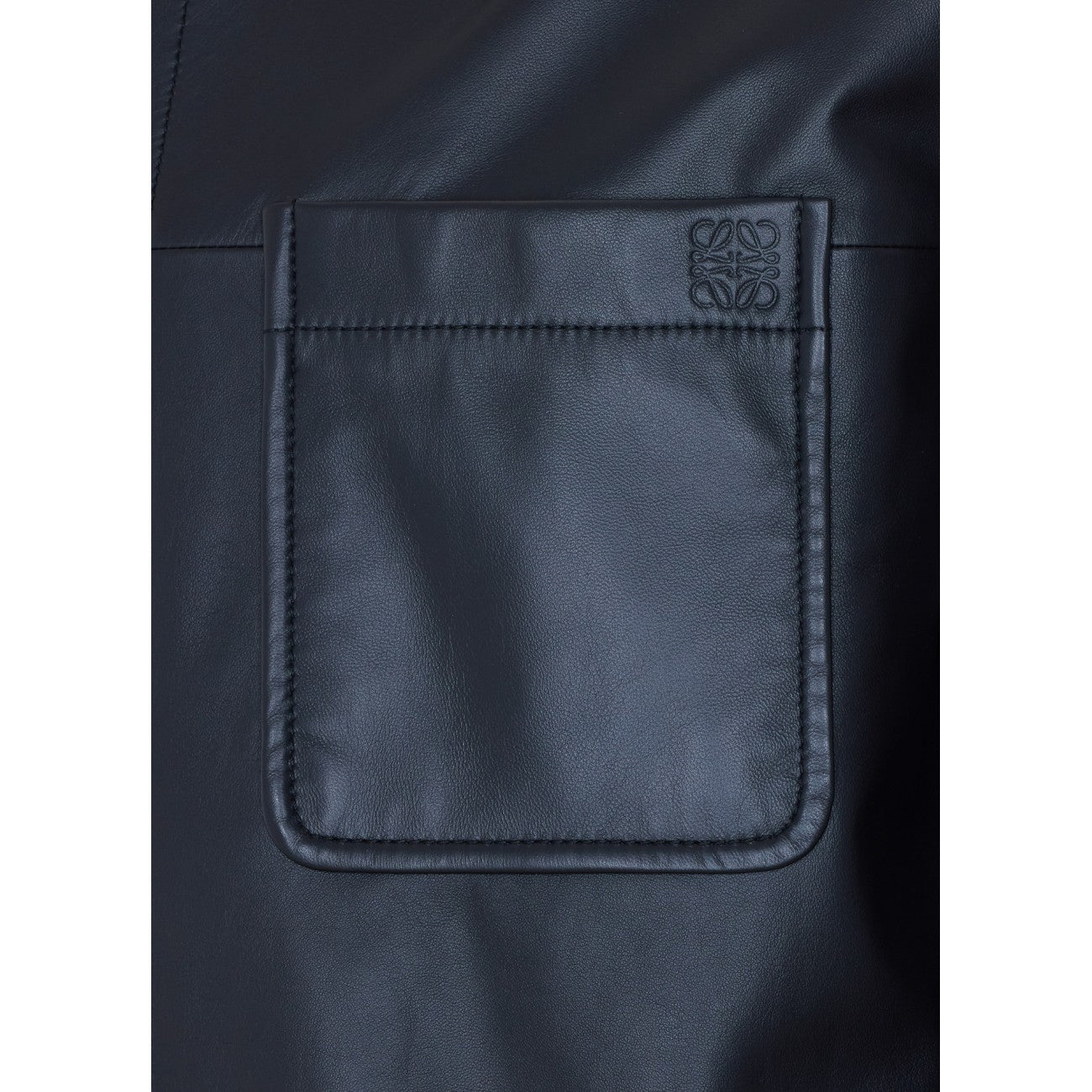 Loewe Men Leather Shirt With Mini Anagram Logo LOEWE