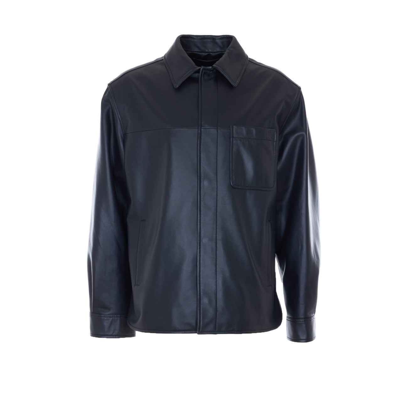 Loewe Men Leather Shirt With Mini Anagram Logo LOEWE