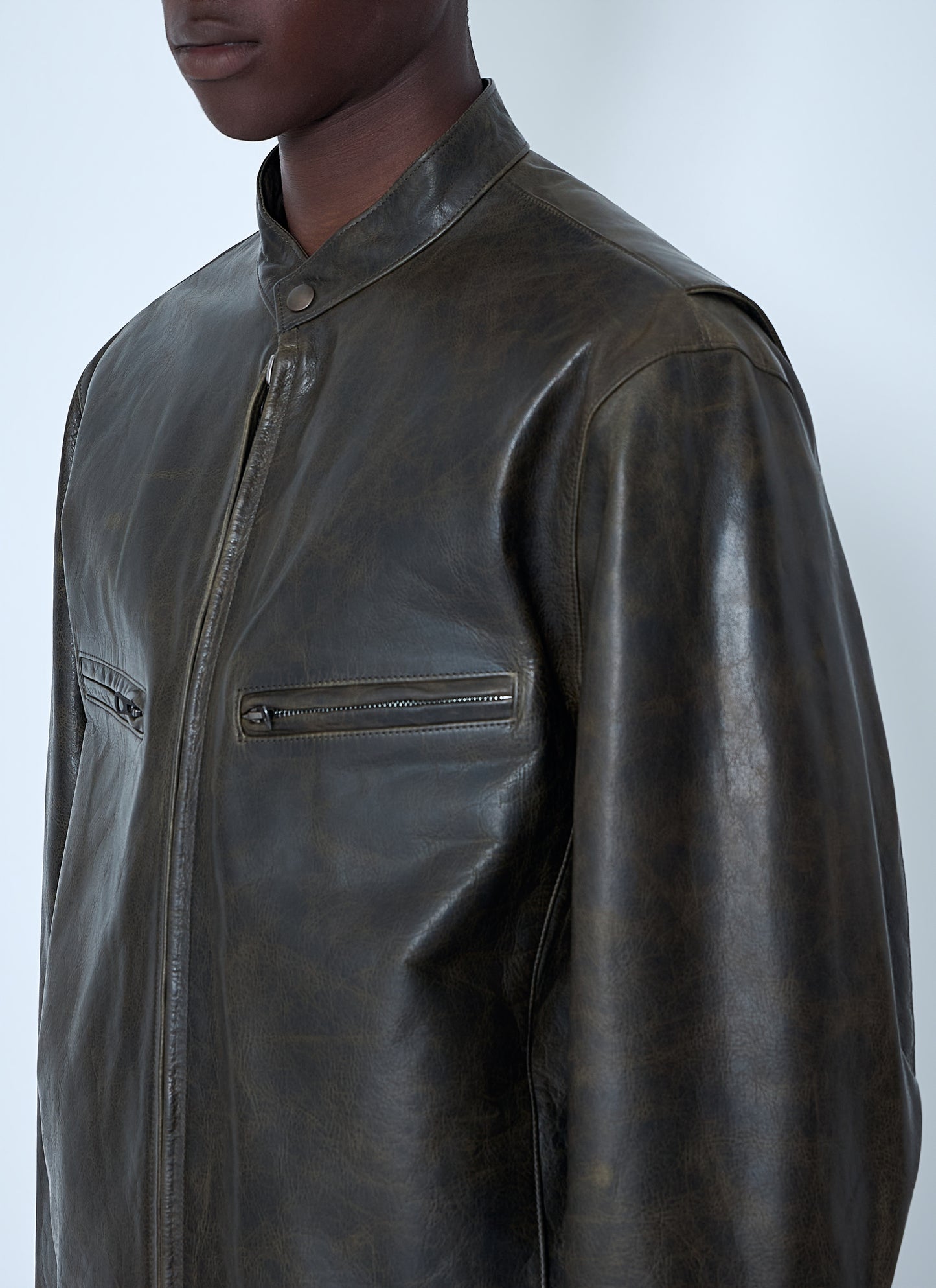 Lemaire Men Leather Zip Jacket LEMAIRE