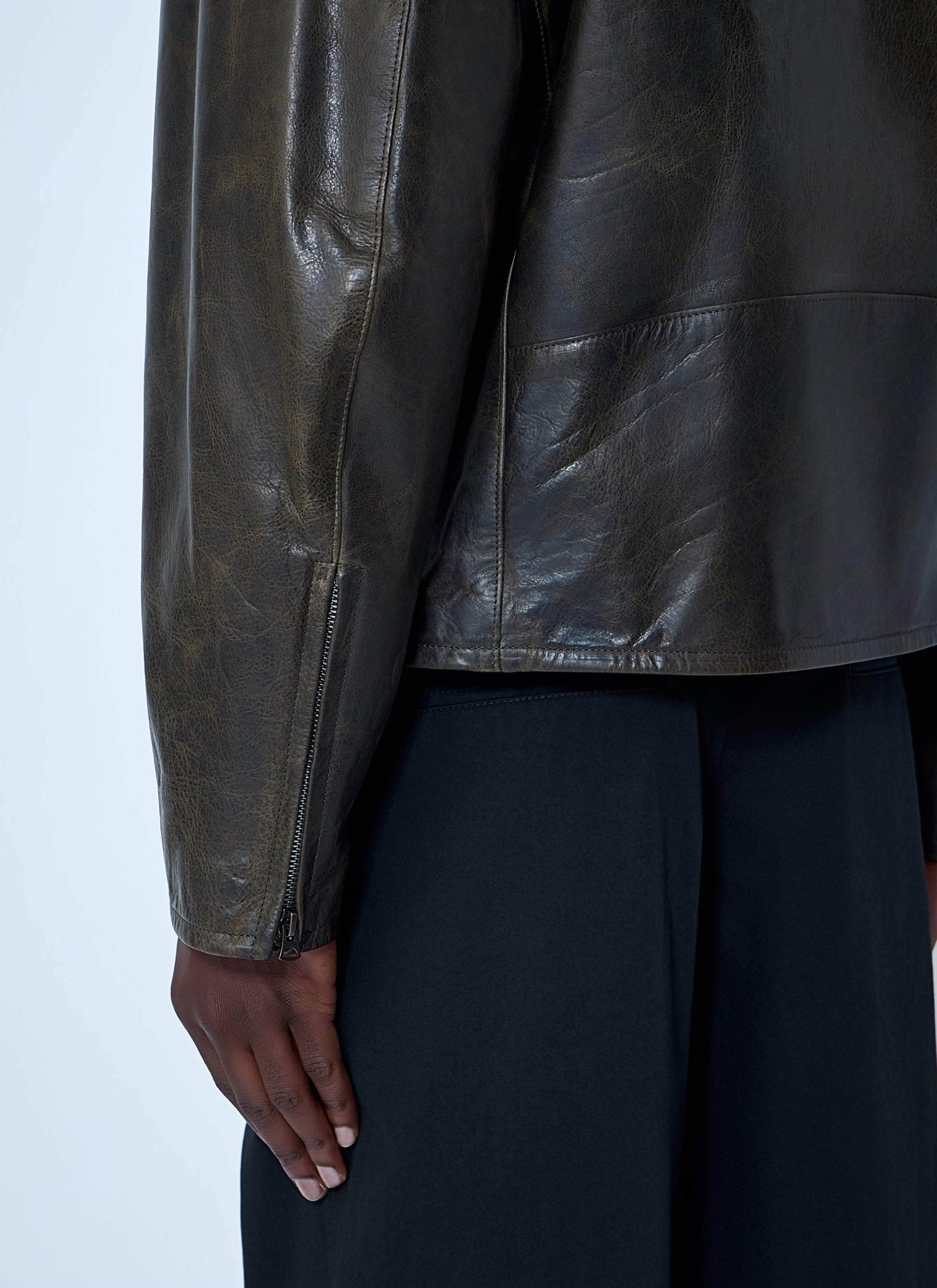 Lemaire Men Leather Zip Jacket LEMAIRE