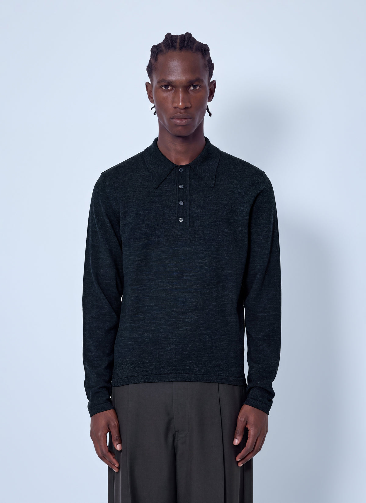 Lemaire Men Ls Knitted Polo Top LEMAIRE