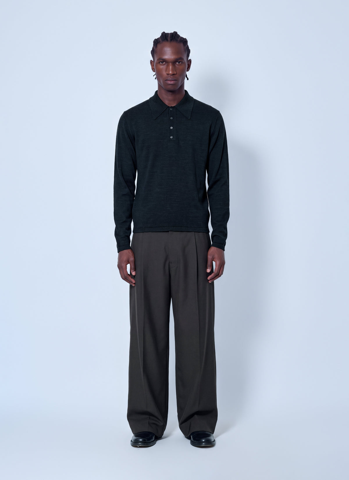 Lemaire Men Ls Knitted Polo Top LEMAIRE