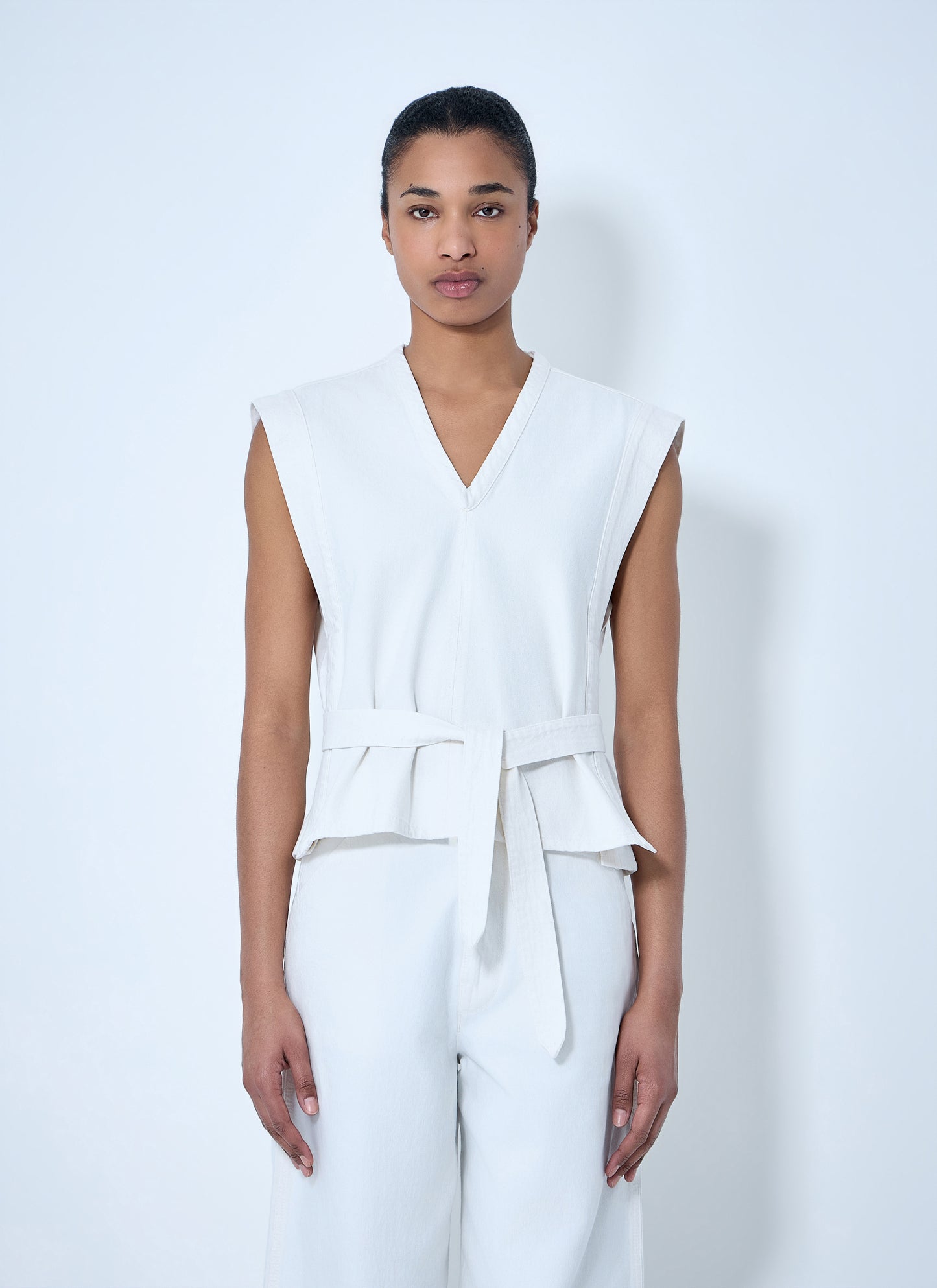 Lemaire Women Sleeveless V-Neck Top With Belted Waist