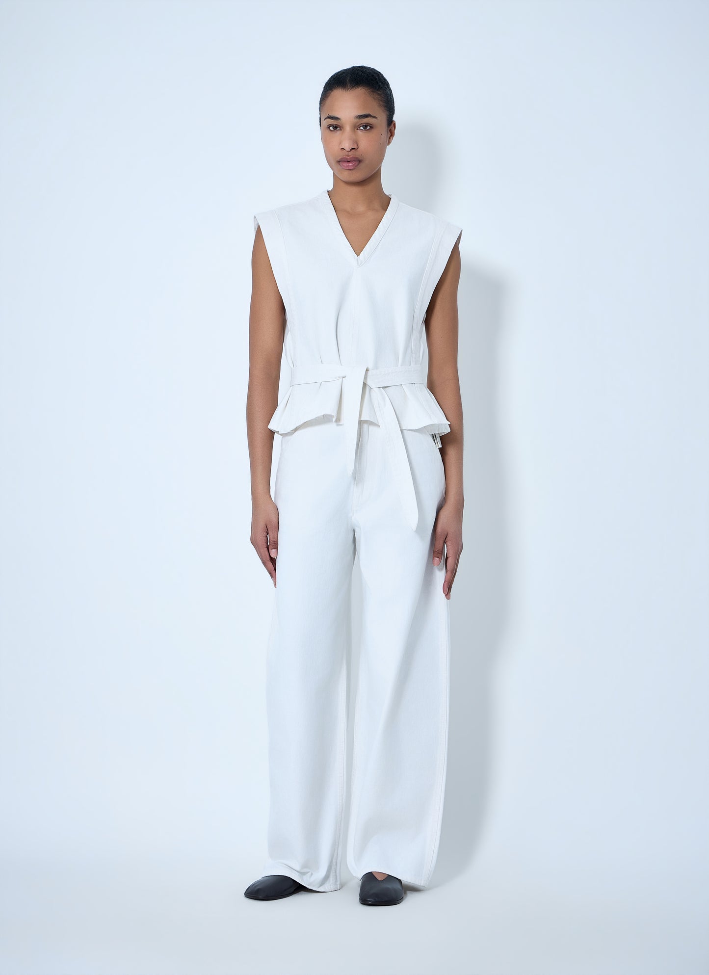 Lemaire Women Sleeveless V-Neck Top With Belted Waist