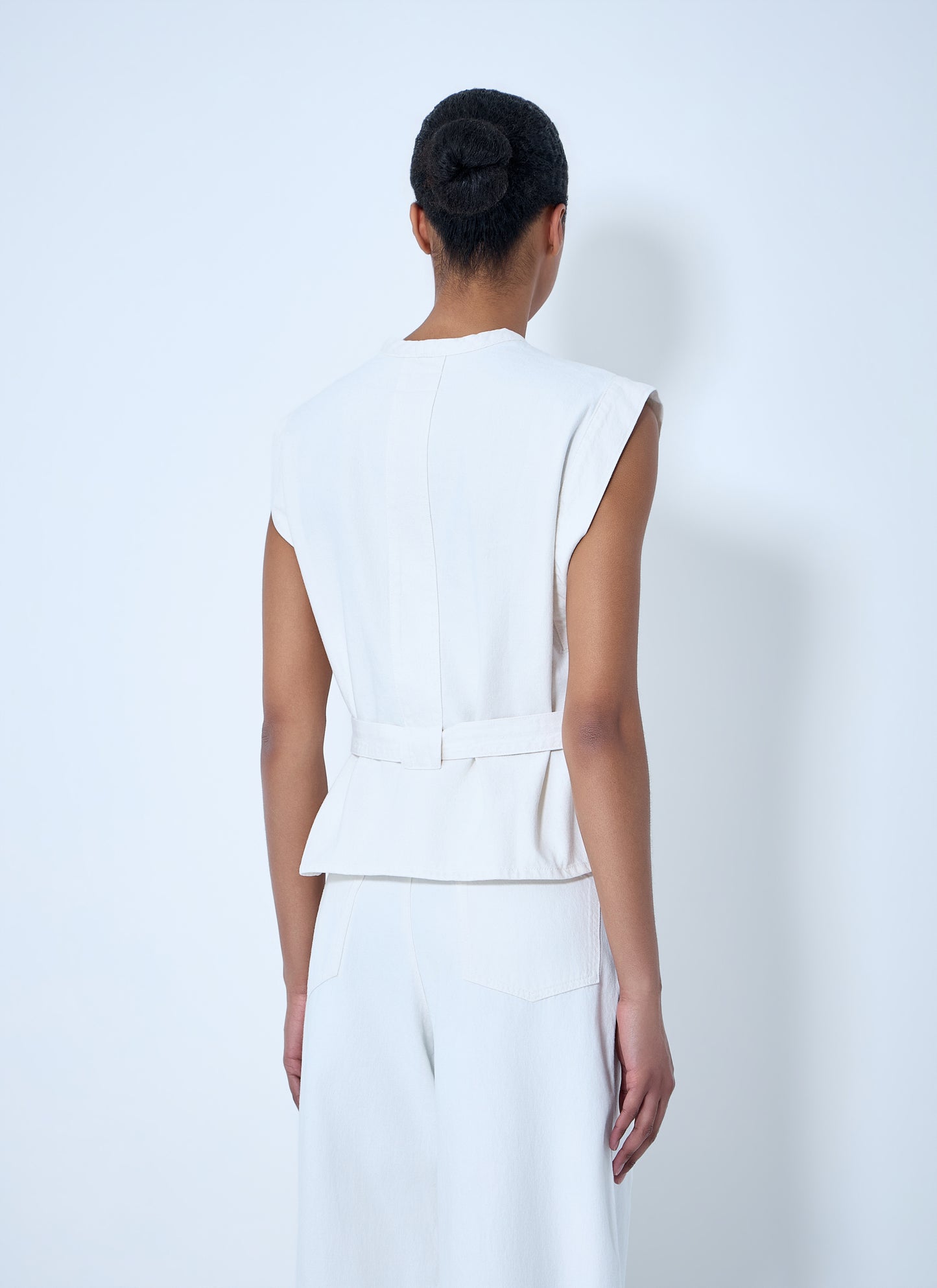 Lemaire Women Sleeveless V-Neck Top With Belted Waist