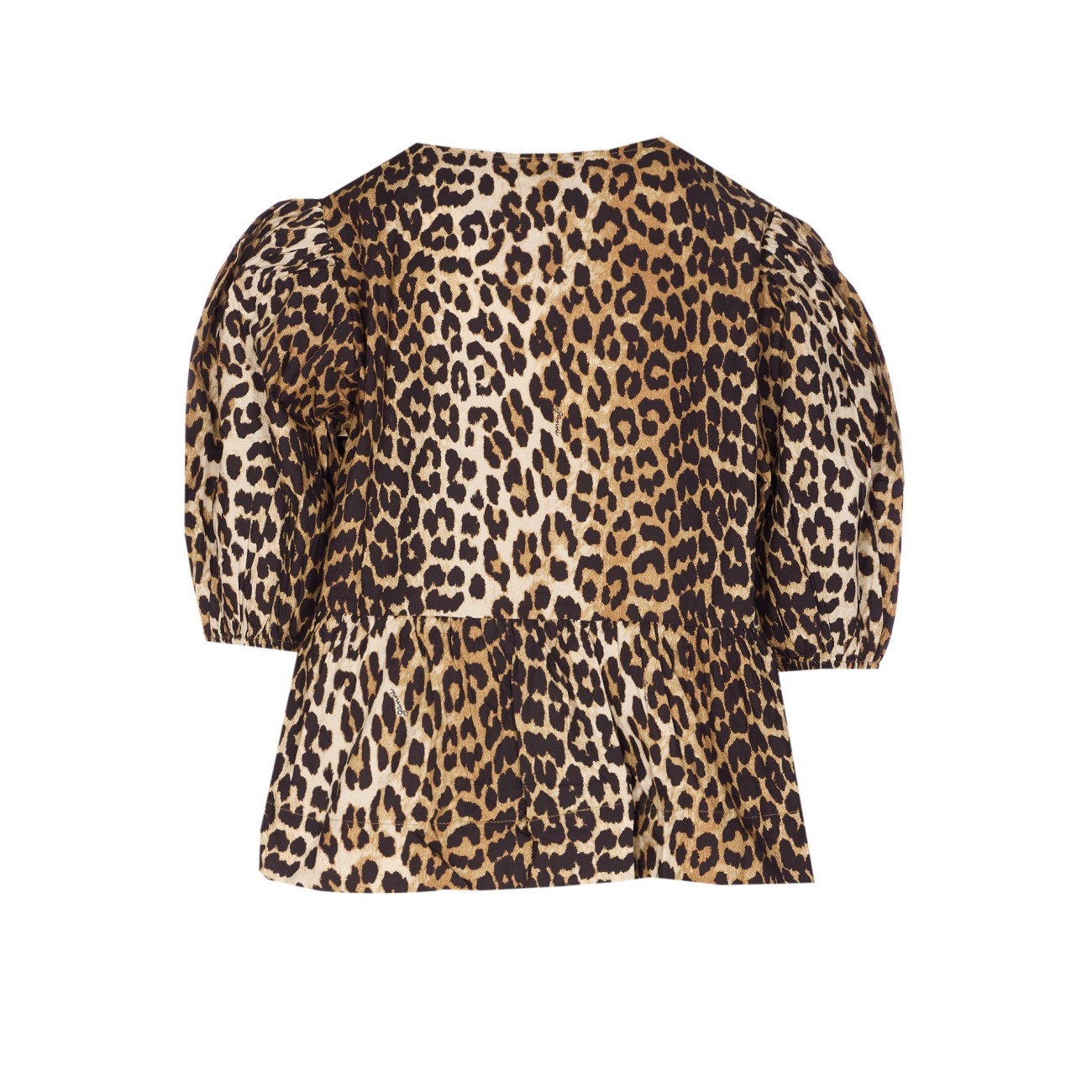 Ganni Women Leopard Peplum Shirt GANNI