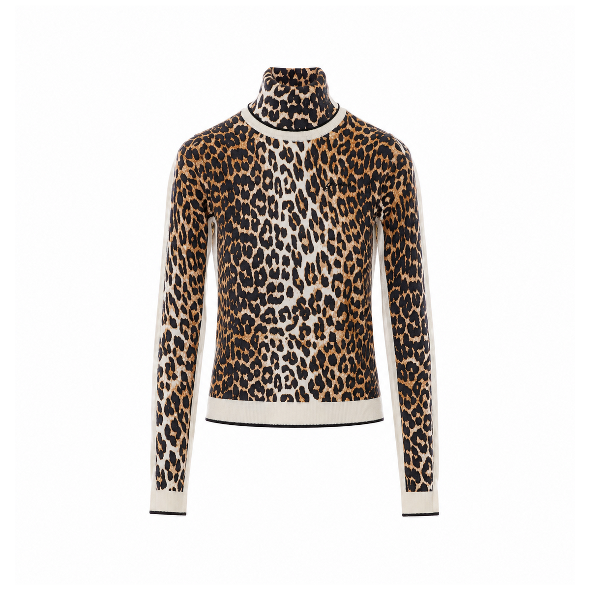 Ganni Women Leopard Print Turtleneck Sweater With Logo GANNI