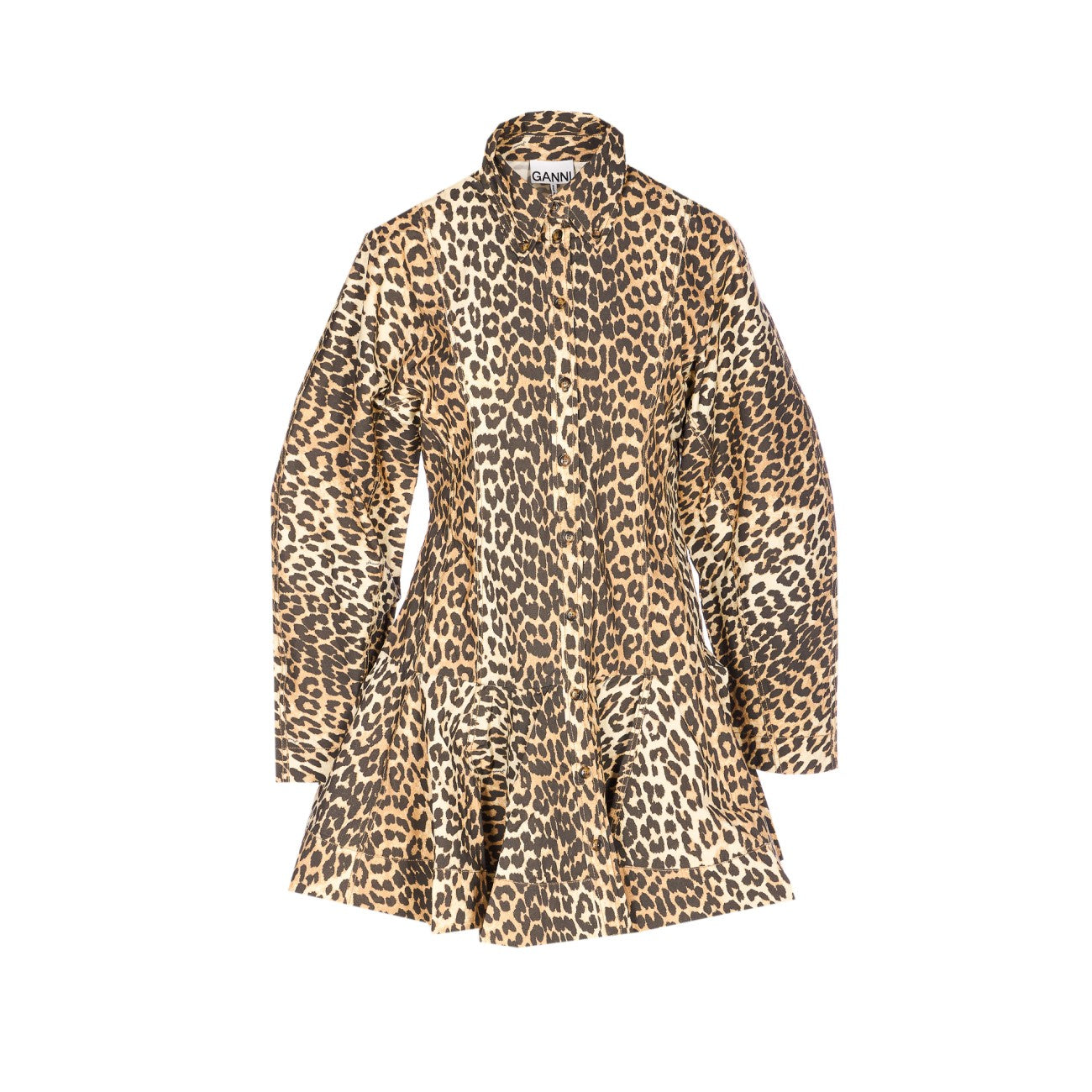 Ganni Women Leopard Shirt Dress GANNI