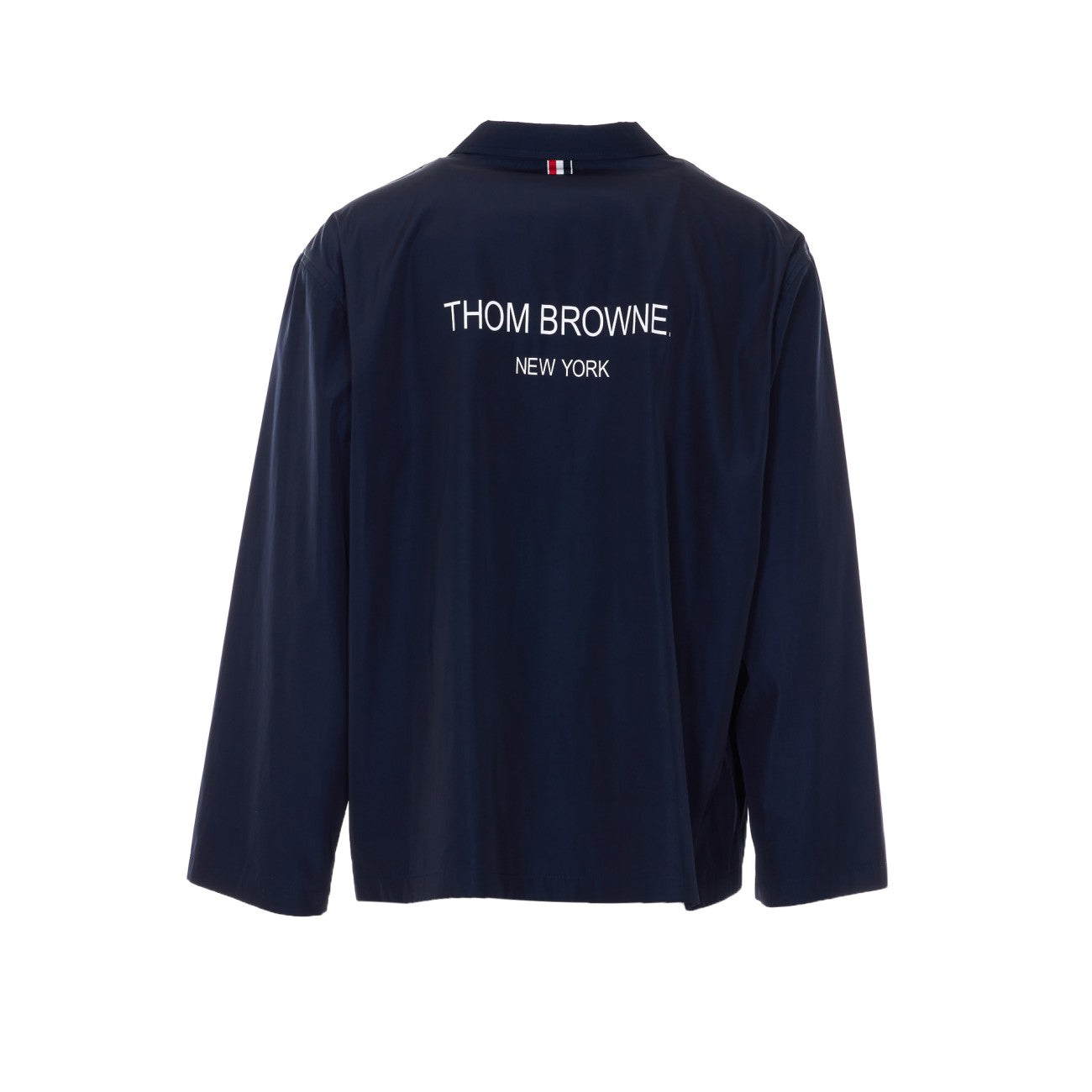 Thom Browne Men Light Memory Tech Packable Sportcoat With Logo Print THOM BROWNE