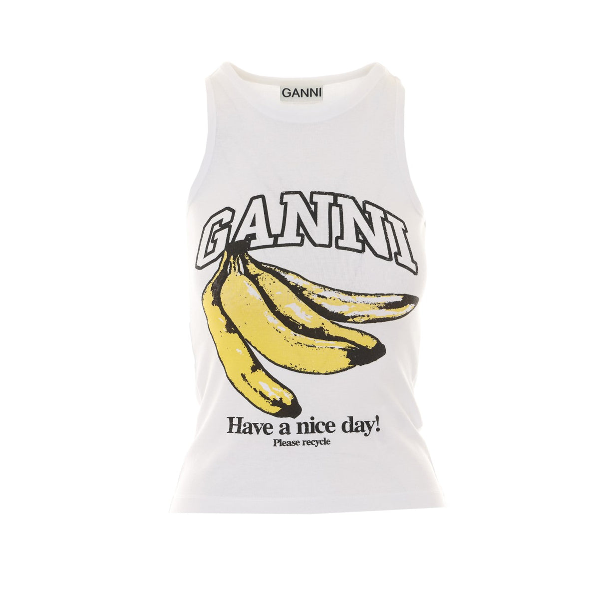 Ganni Women Logo Banana Graphic Ribbed Tank Top GANNI