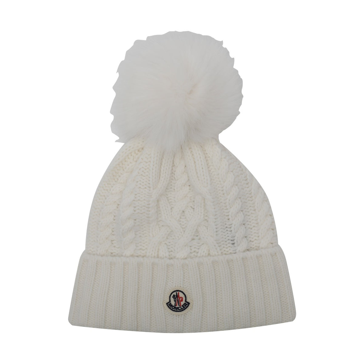 Moncler Women Logo Beanie With Pompon MONCLER