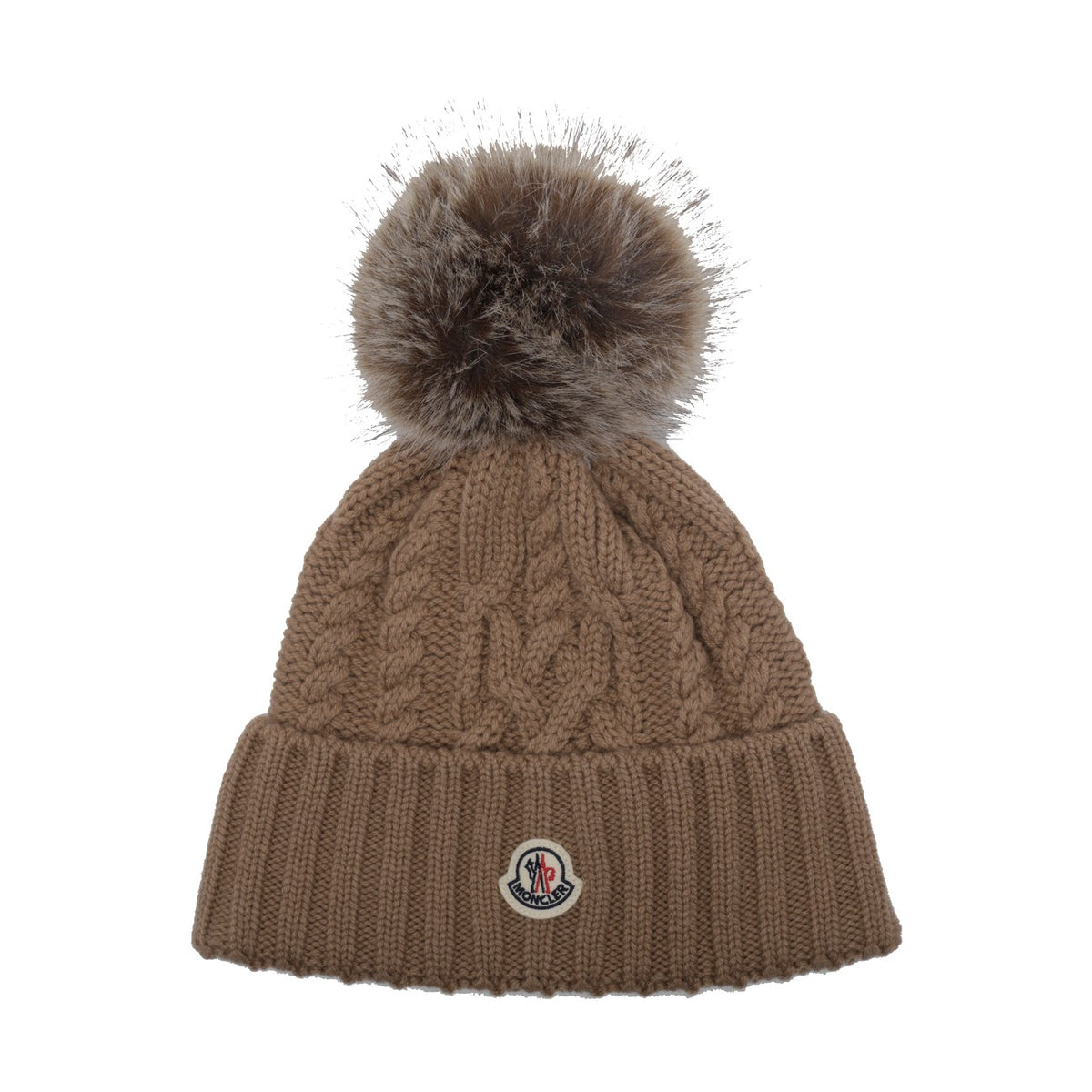 Moncler Women Logo Beanie With Pompon MONCLER