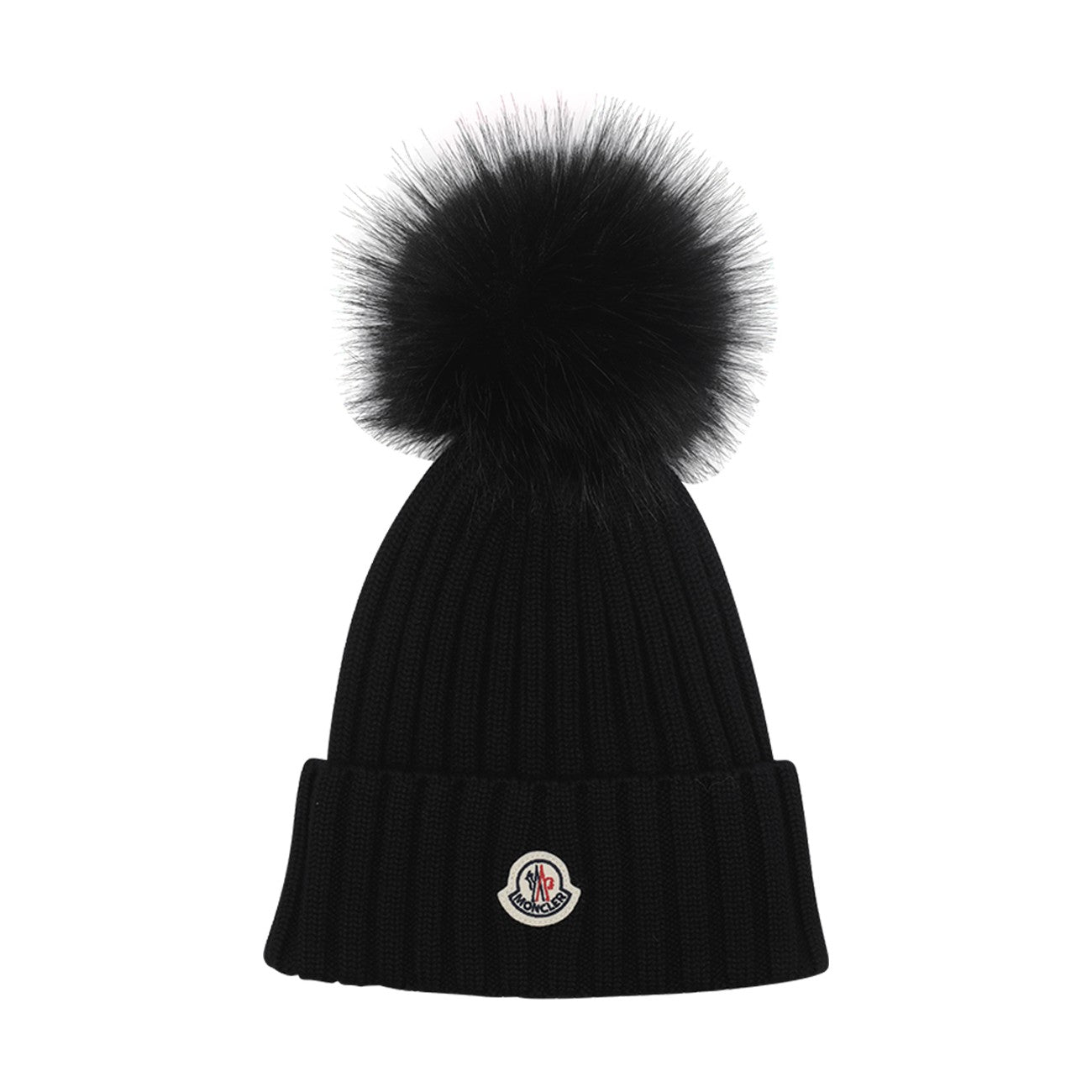 Moncler Women Logo Beanie With Pon Pon MONCLER