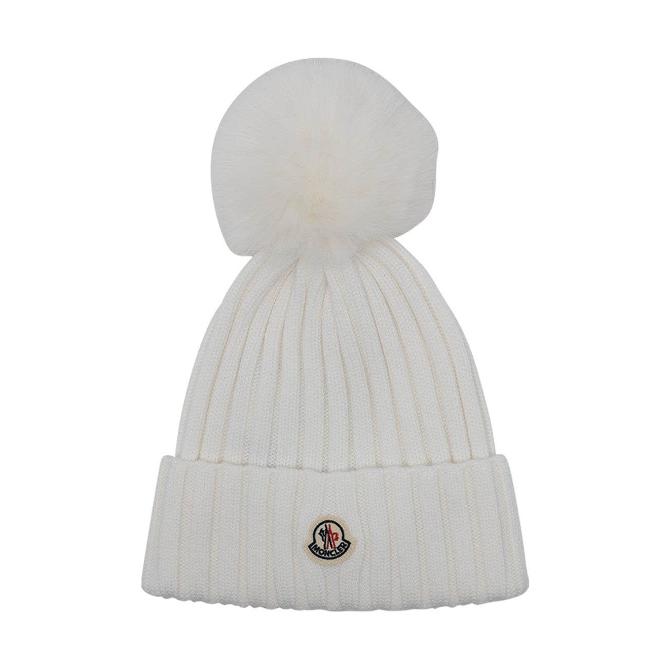 Moncler Women Logo Beanie With Pon Pon MONCLER