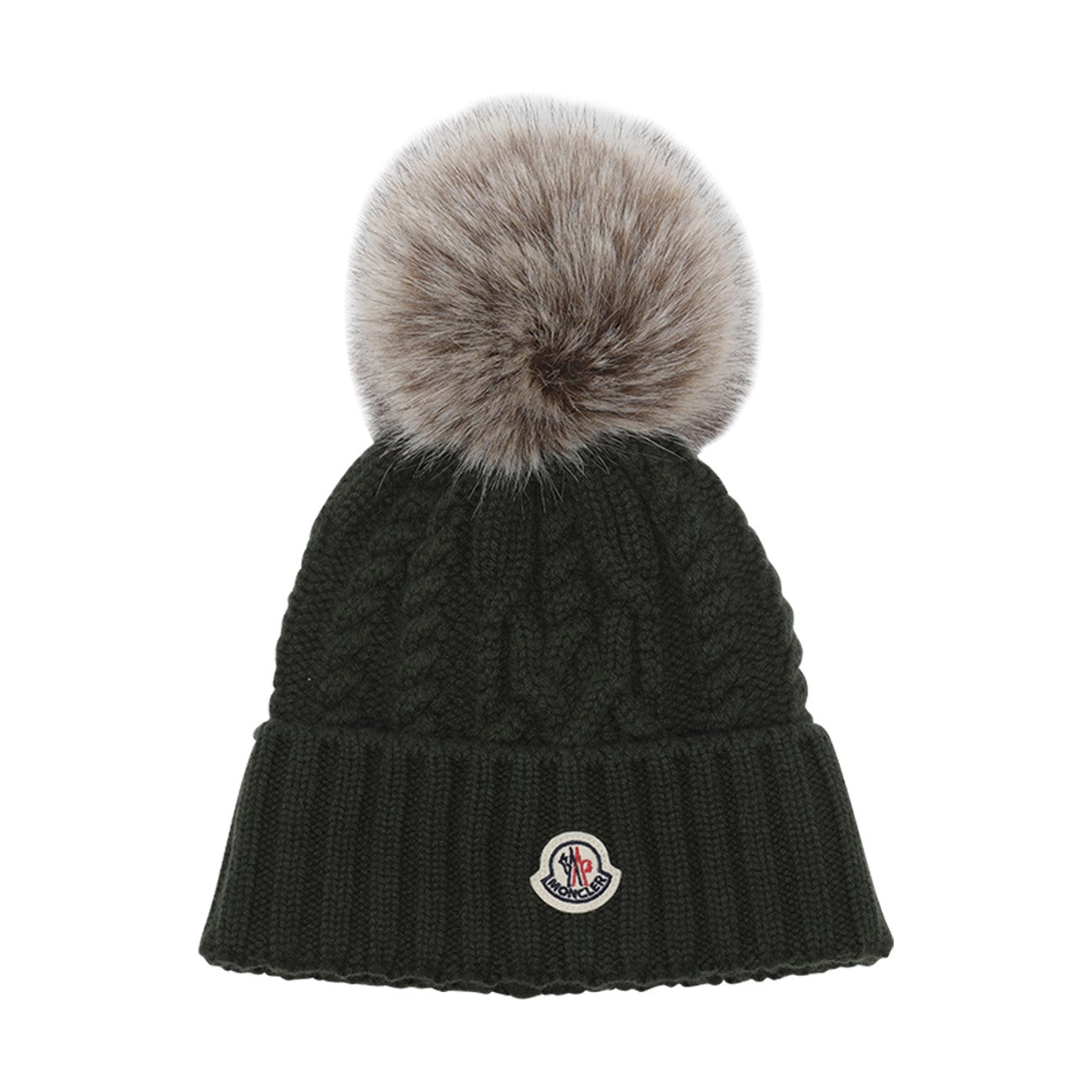 Moncler Women Logo Beanie With Pon Pon MONCLER
