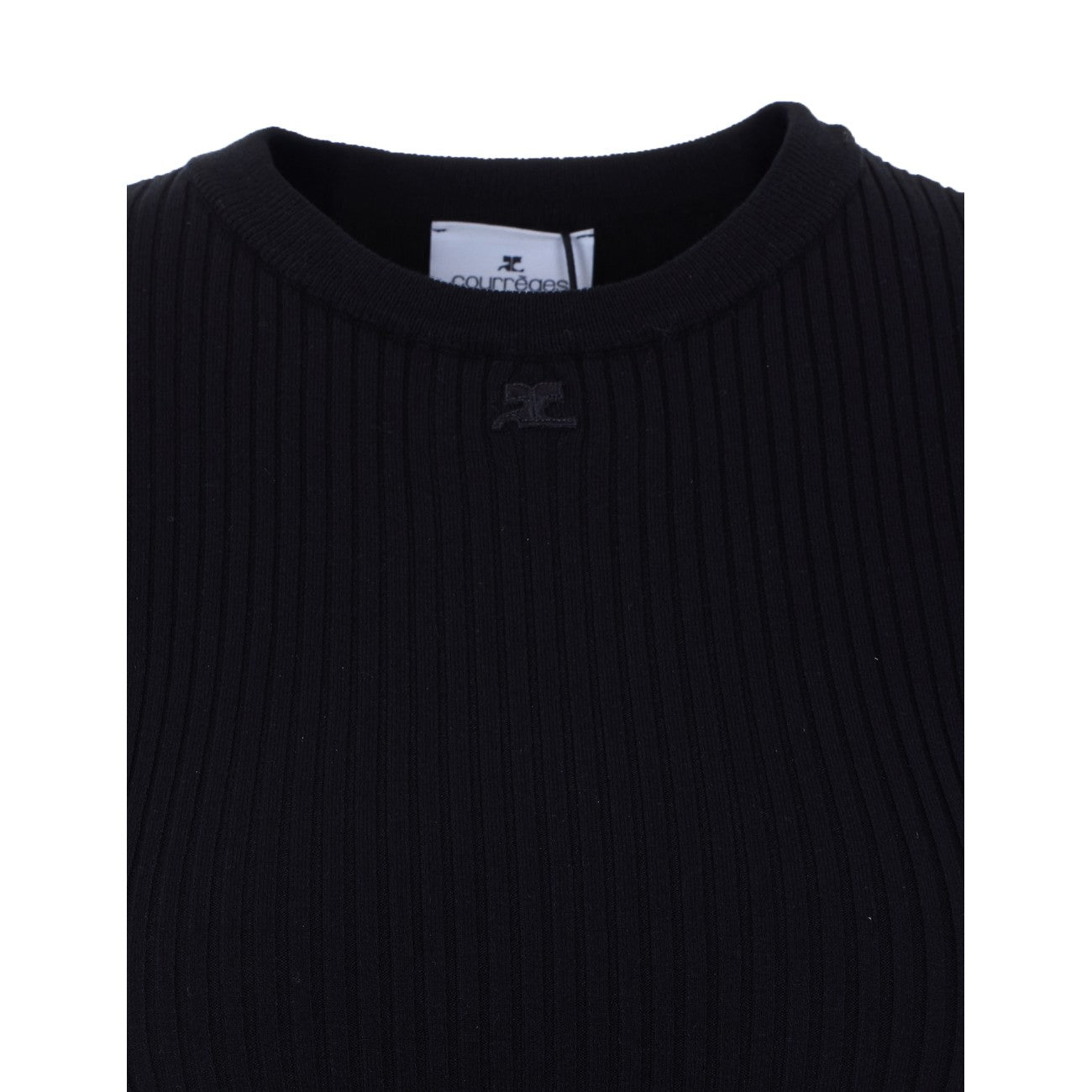 Courreges Women Logo Buckle Rib Knit T-Shirt COURREGES