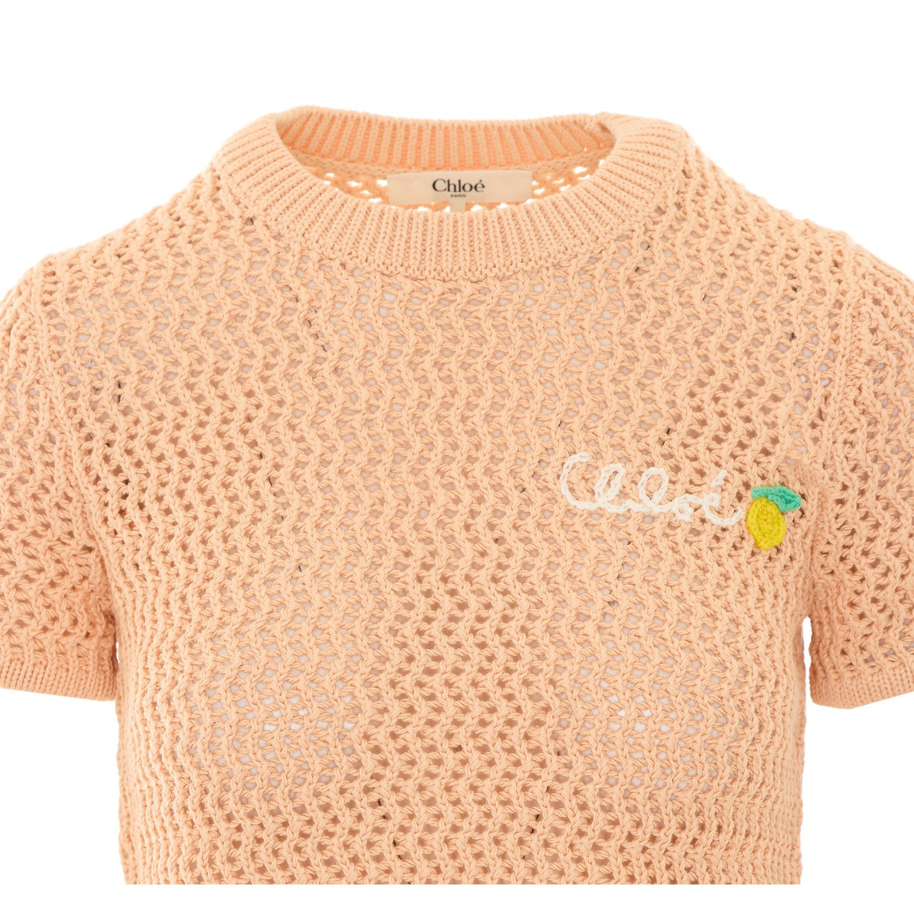 Chloe' Women Logo Crochet Short Sleeves Sweater CHLOE