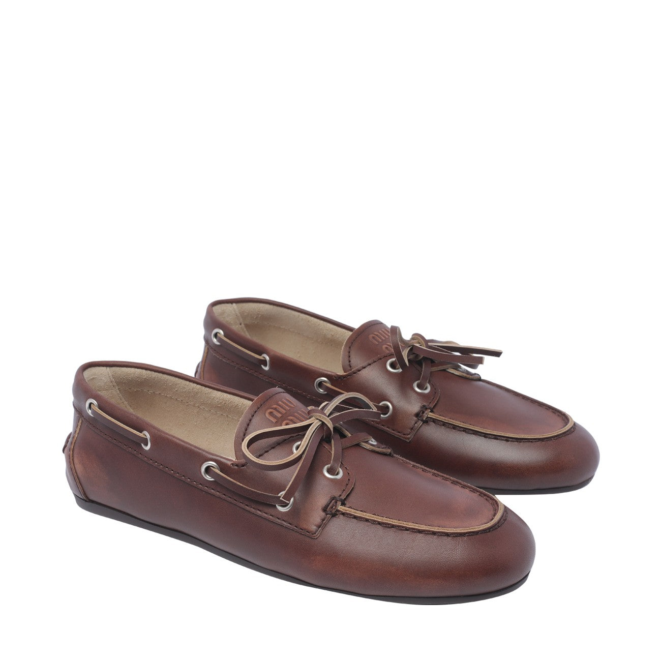 Miu Miu Women Logo Deck Loafers MIU MIU