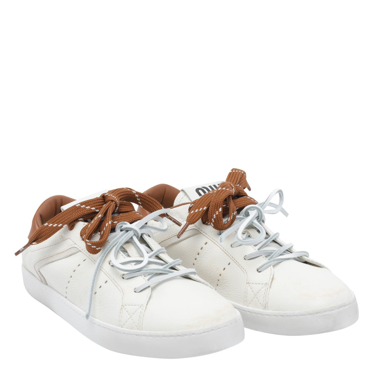 Miu Miu Women Logo Deco Leather Sneakers MIU MIU