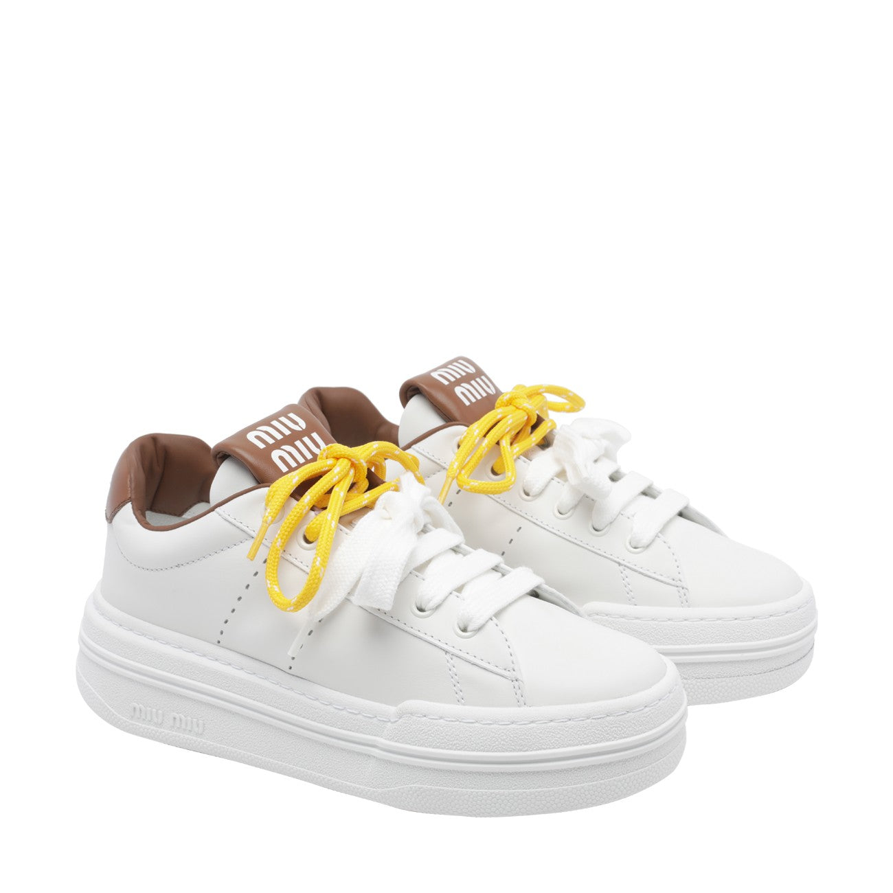 Miu Miu Women Logo Leather Sneakers MIU MIU